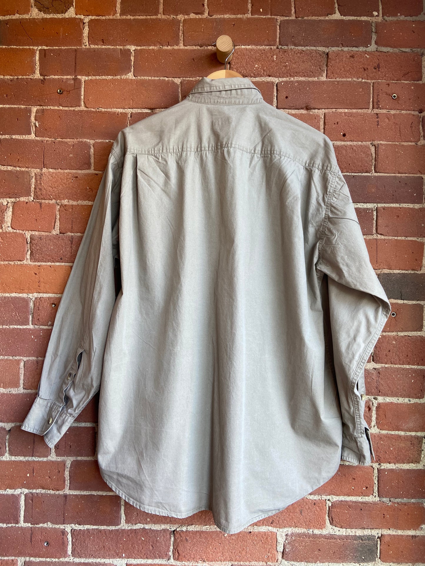 Olive cotton button-up SS 3