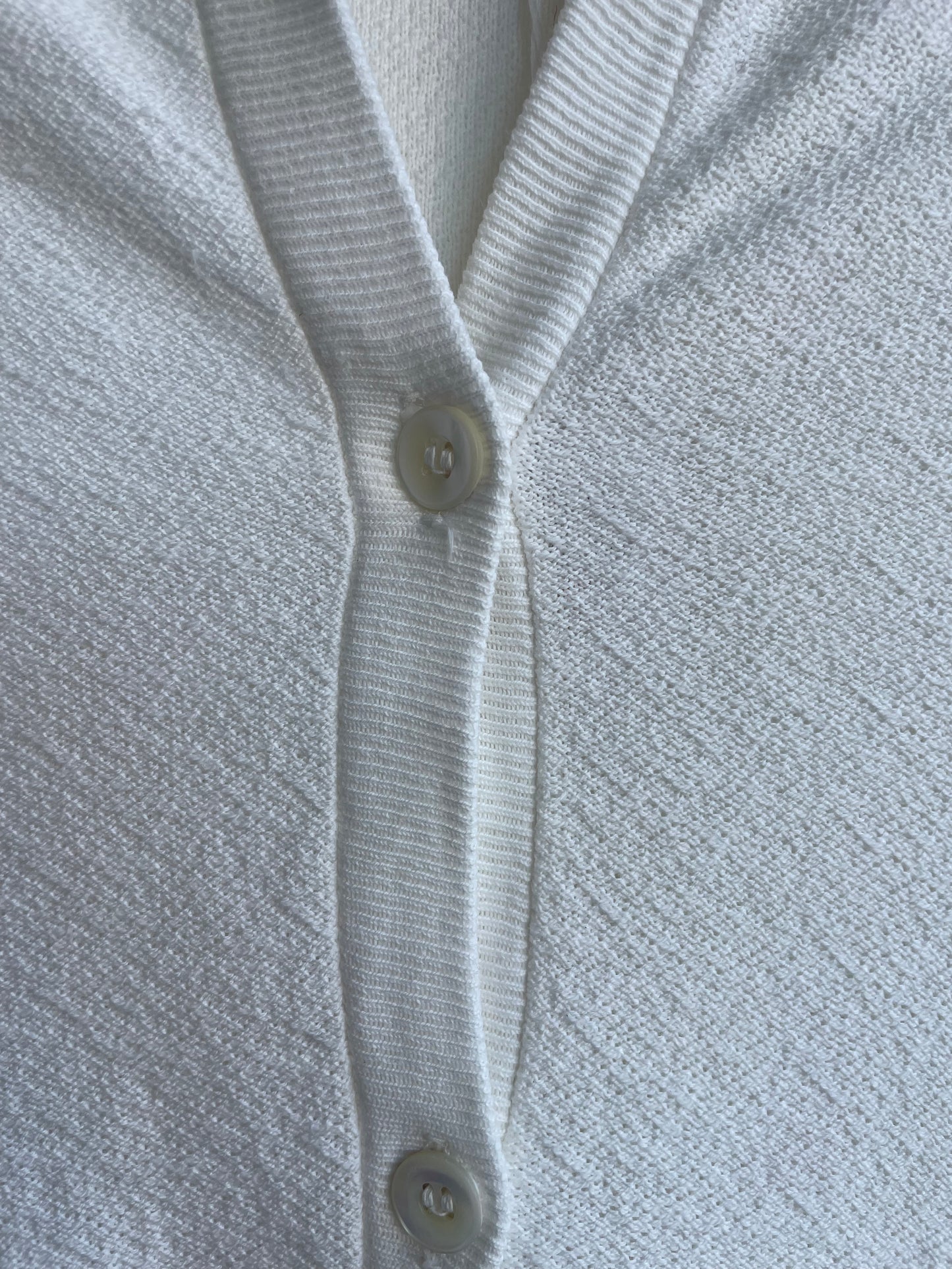 White Vintage Knit Short-Sleeved Button-up Tee SS1