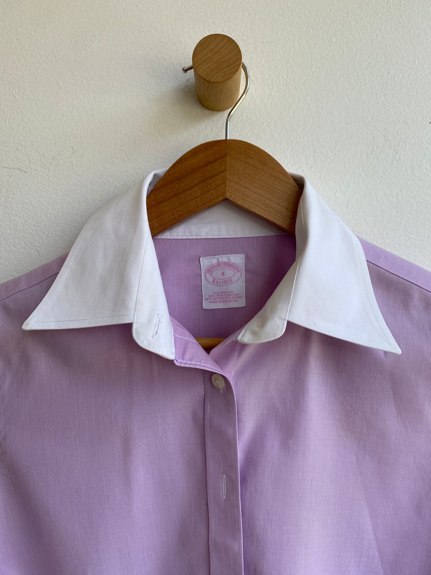 Lilac and white Brooks Brothers blouse SS1