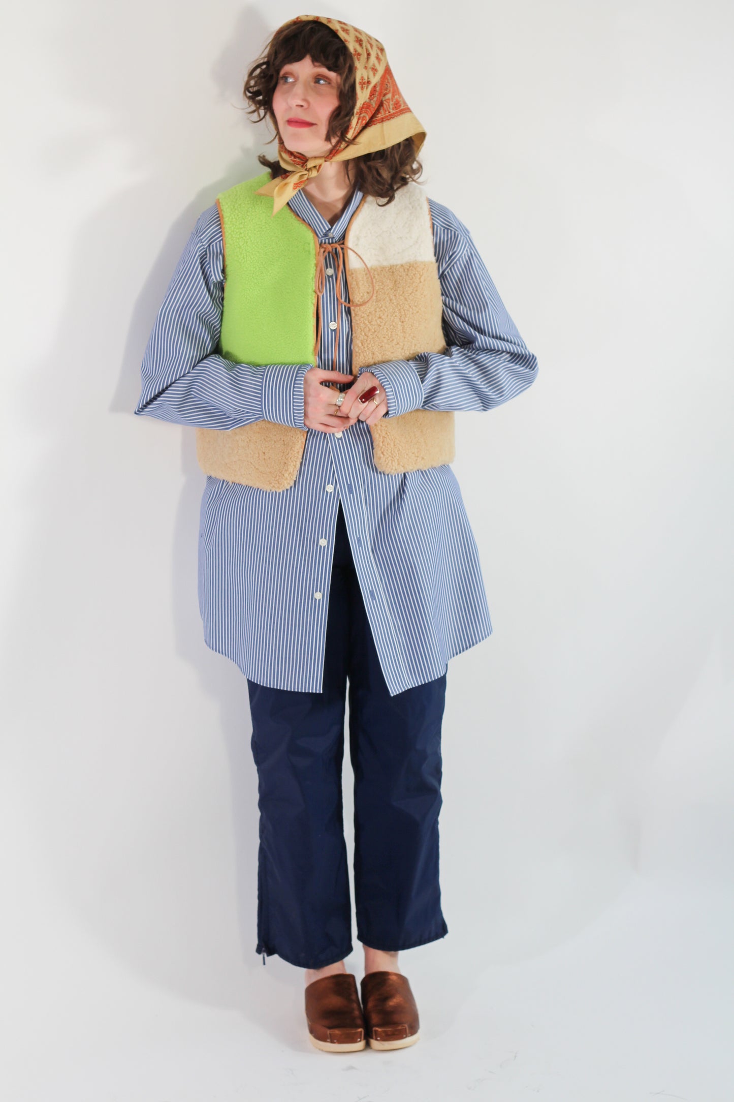 rosa mosa sherling patchwork vest