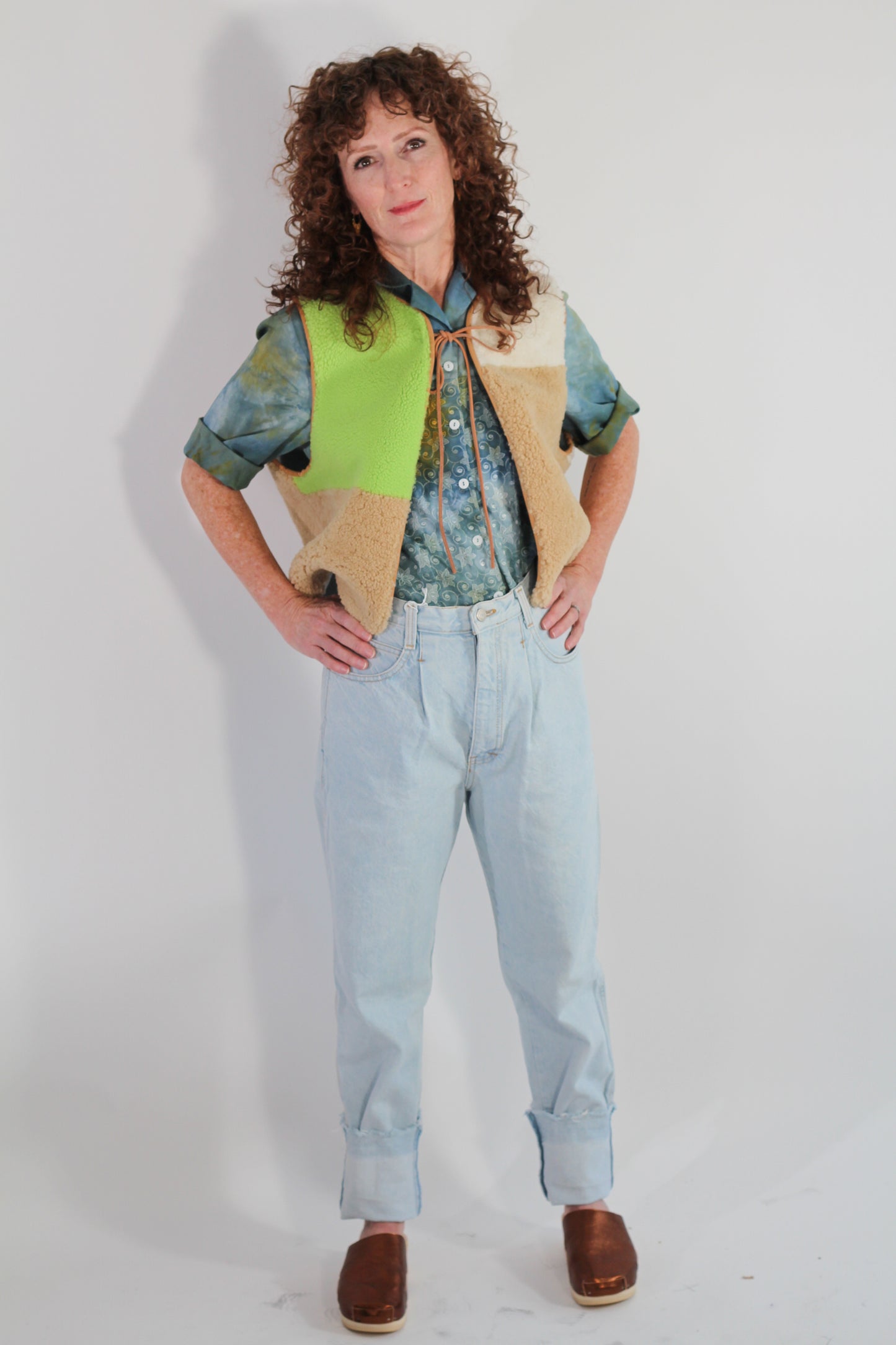 rosa mosa sherling patchwork vest
