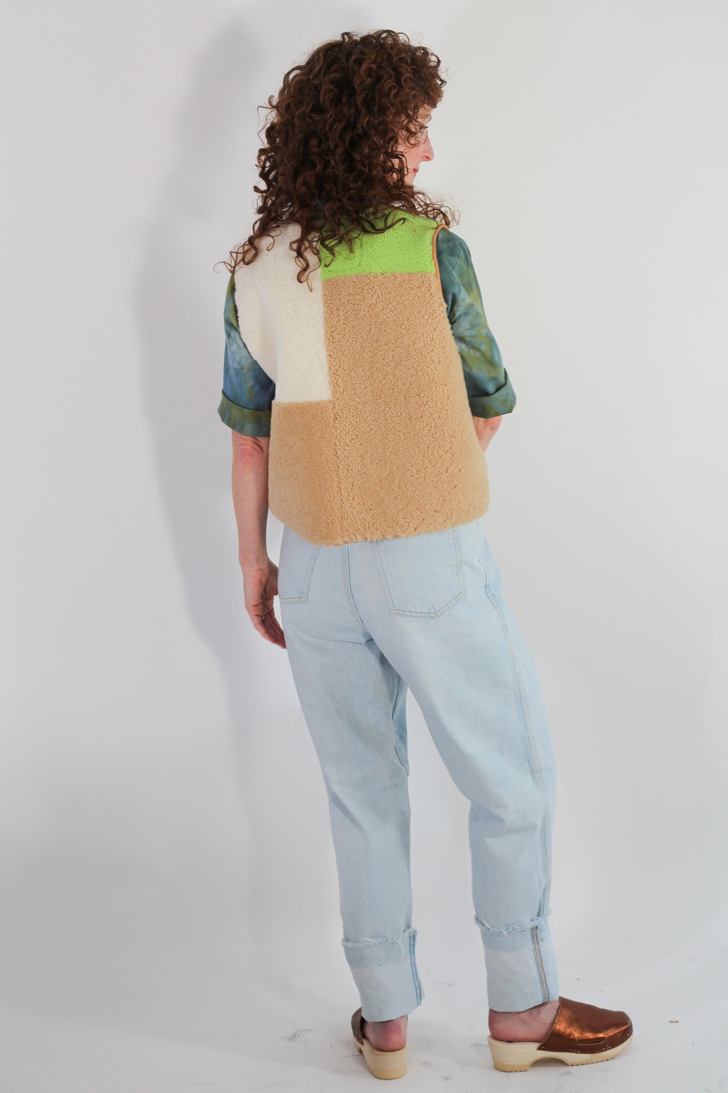 rosa mosa sherling patchwork vest