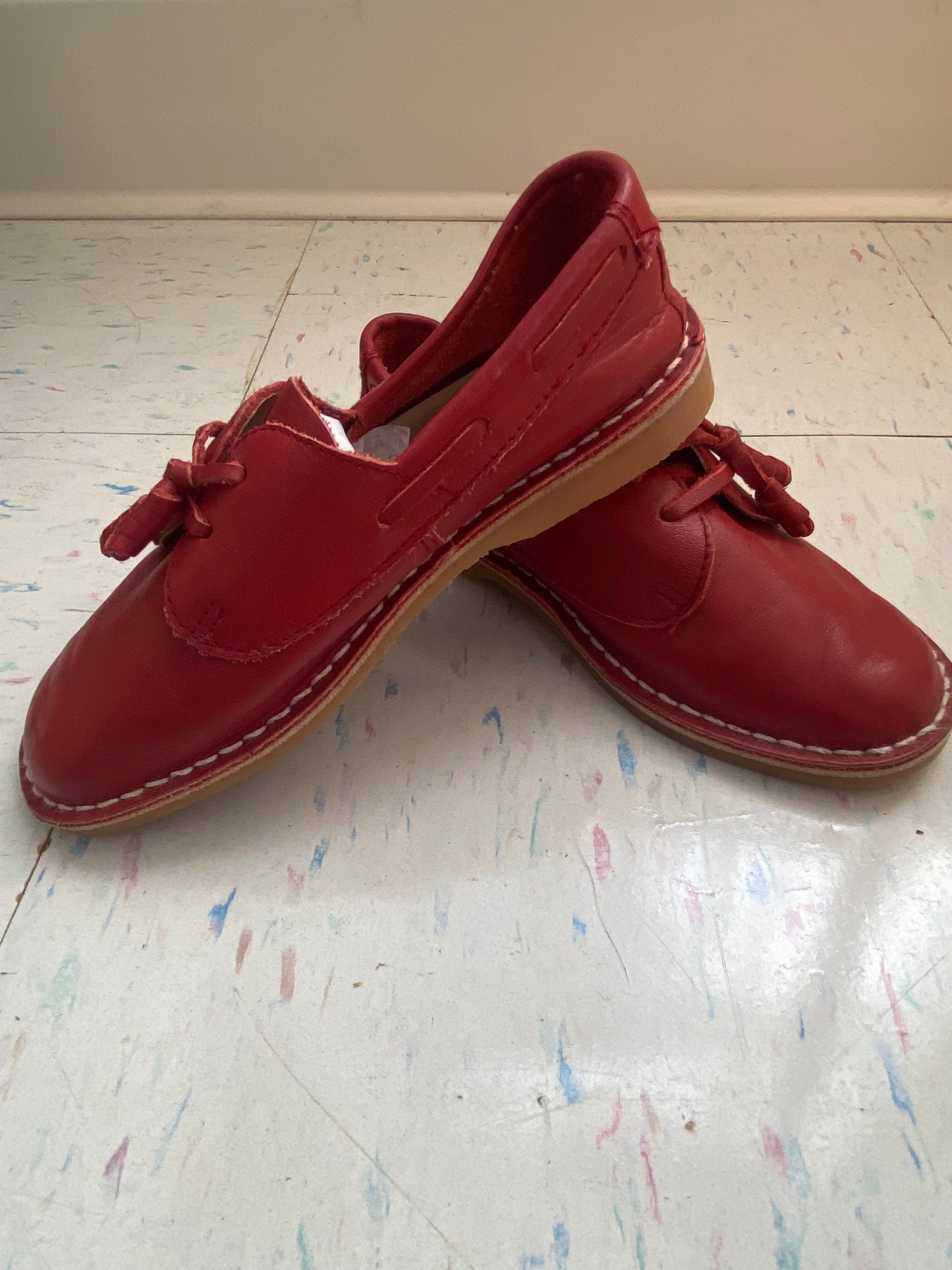 Little. Ones red leather loafers sz 13