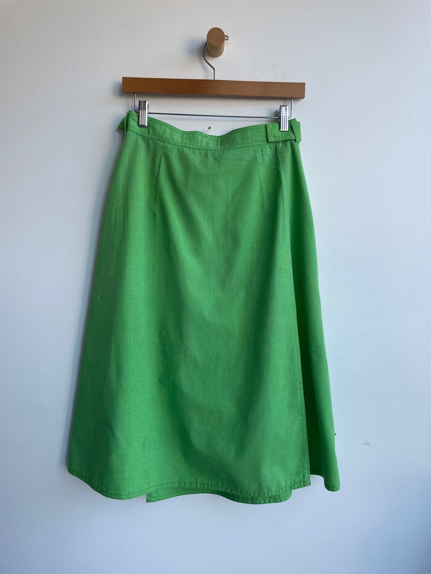 High-Waisted Green Midi-Wrap Skirt SS1