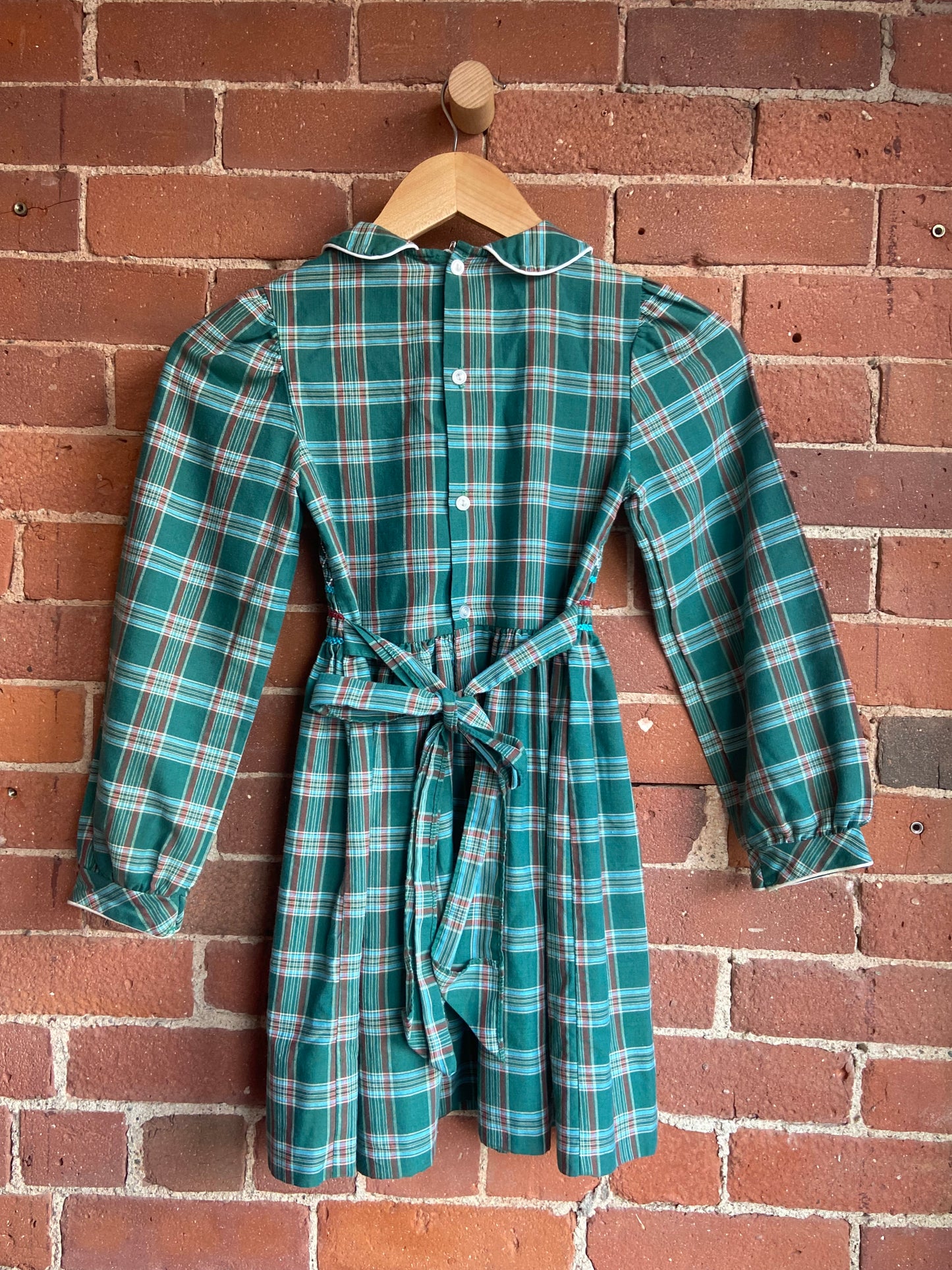 Little. Ones green plaid frock sz 5/6