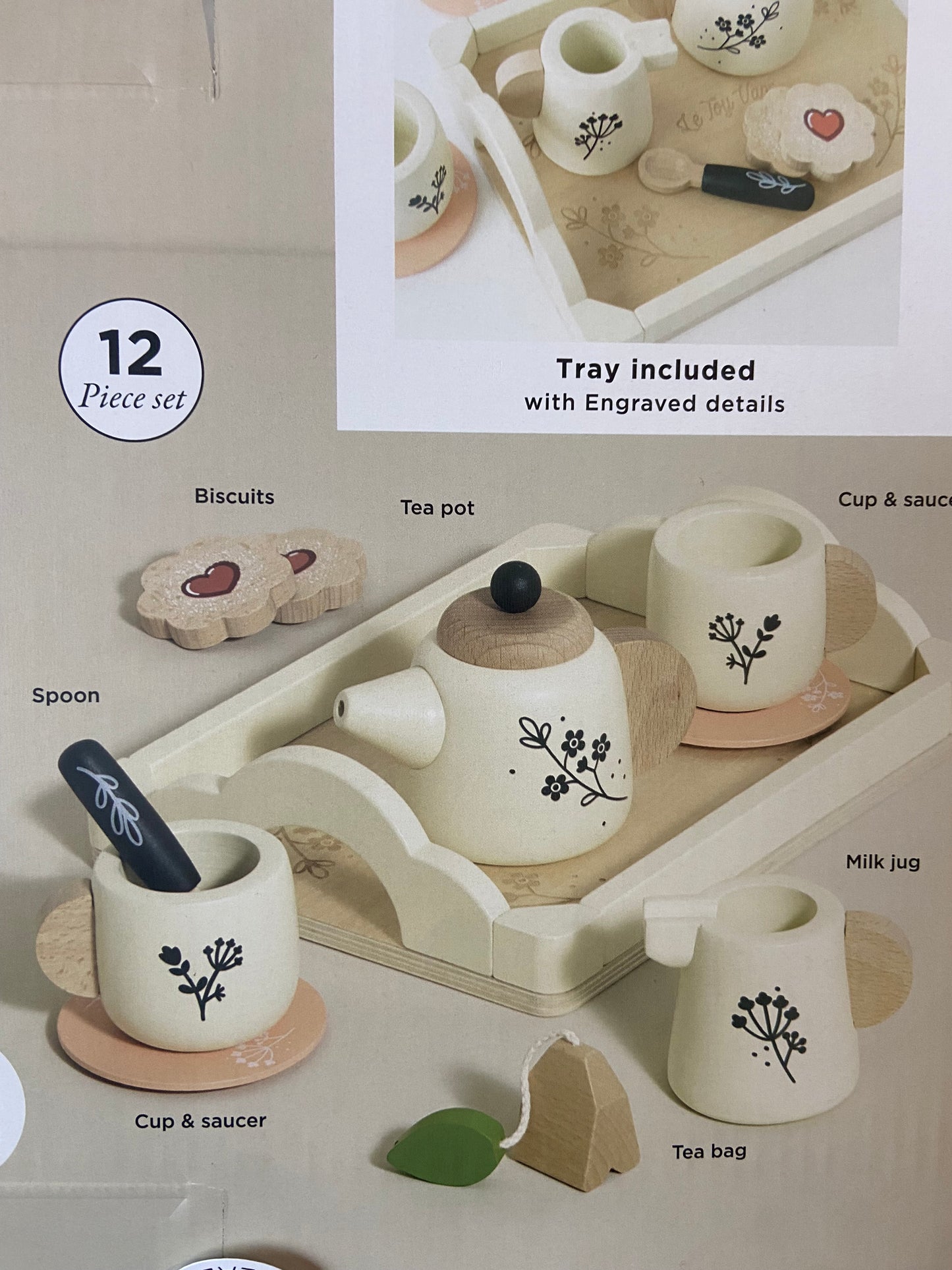 Wooden play tea set