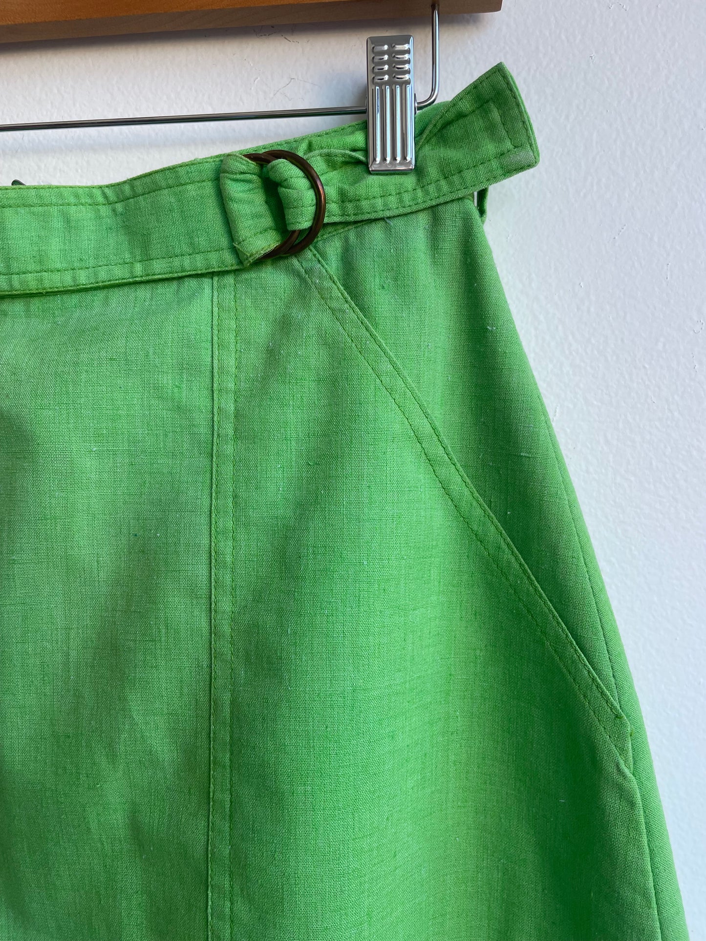 High-Waisted Green Midi-Wrap Skirt SS1