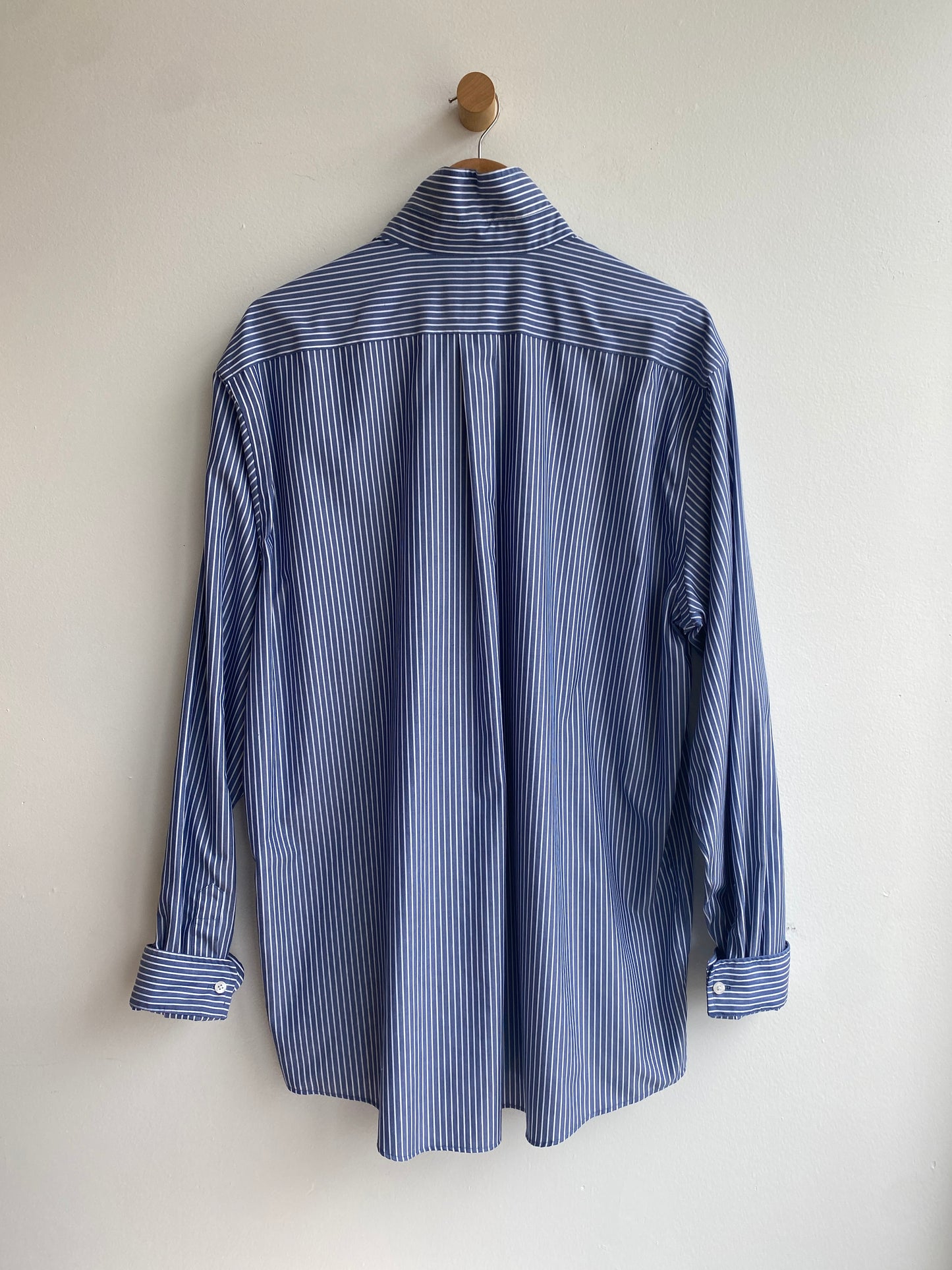 Blue pinstriped button-up SS2-3