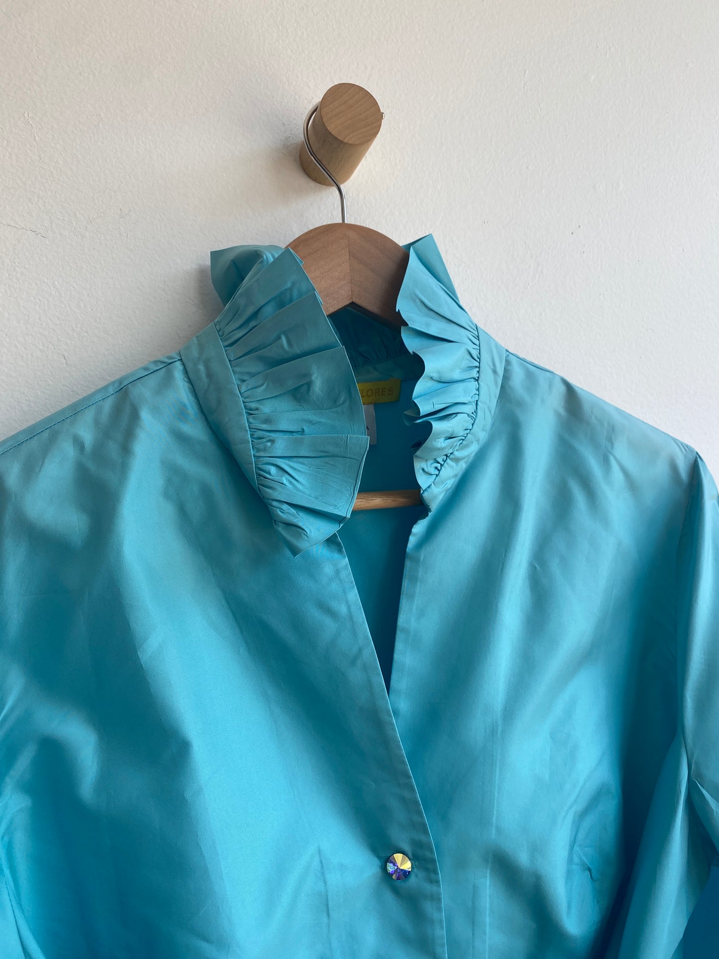 Sky blue silk front-tie top SS2