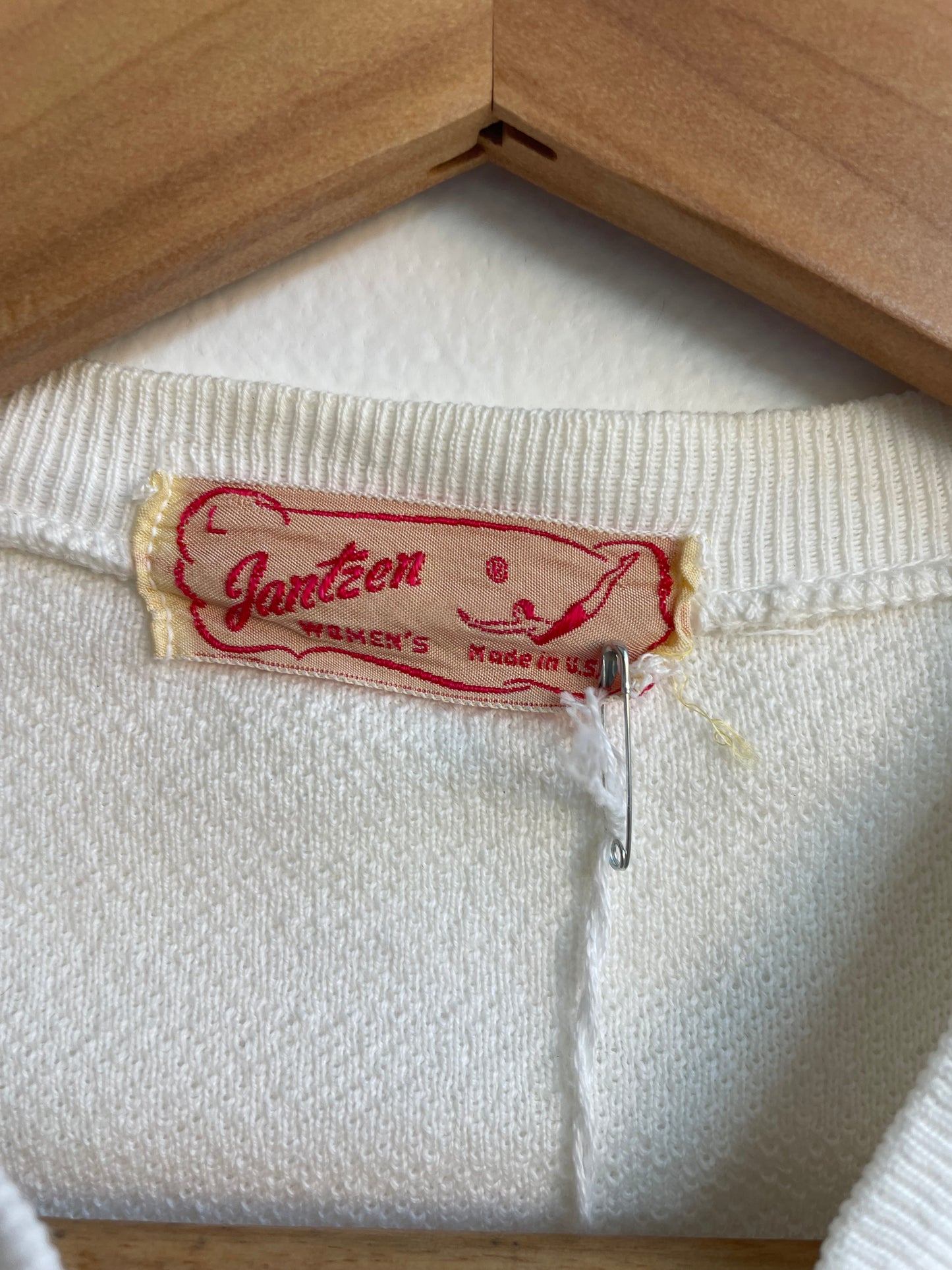 White Vintage Knit Short-Sleeved Button-up Tee SS1