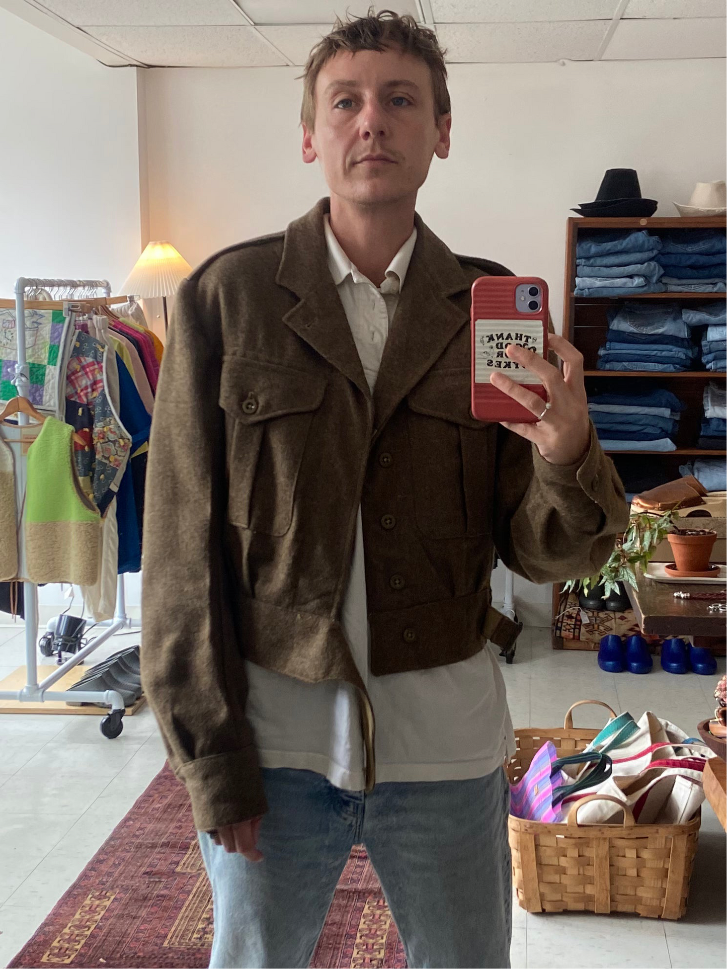 Vintage army green wool bomber jacket SS 1-2