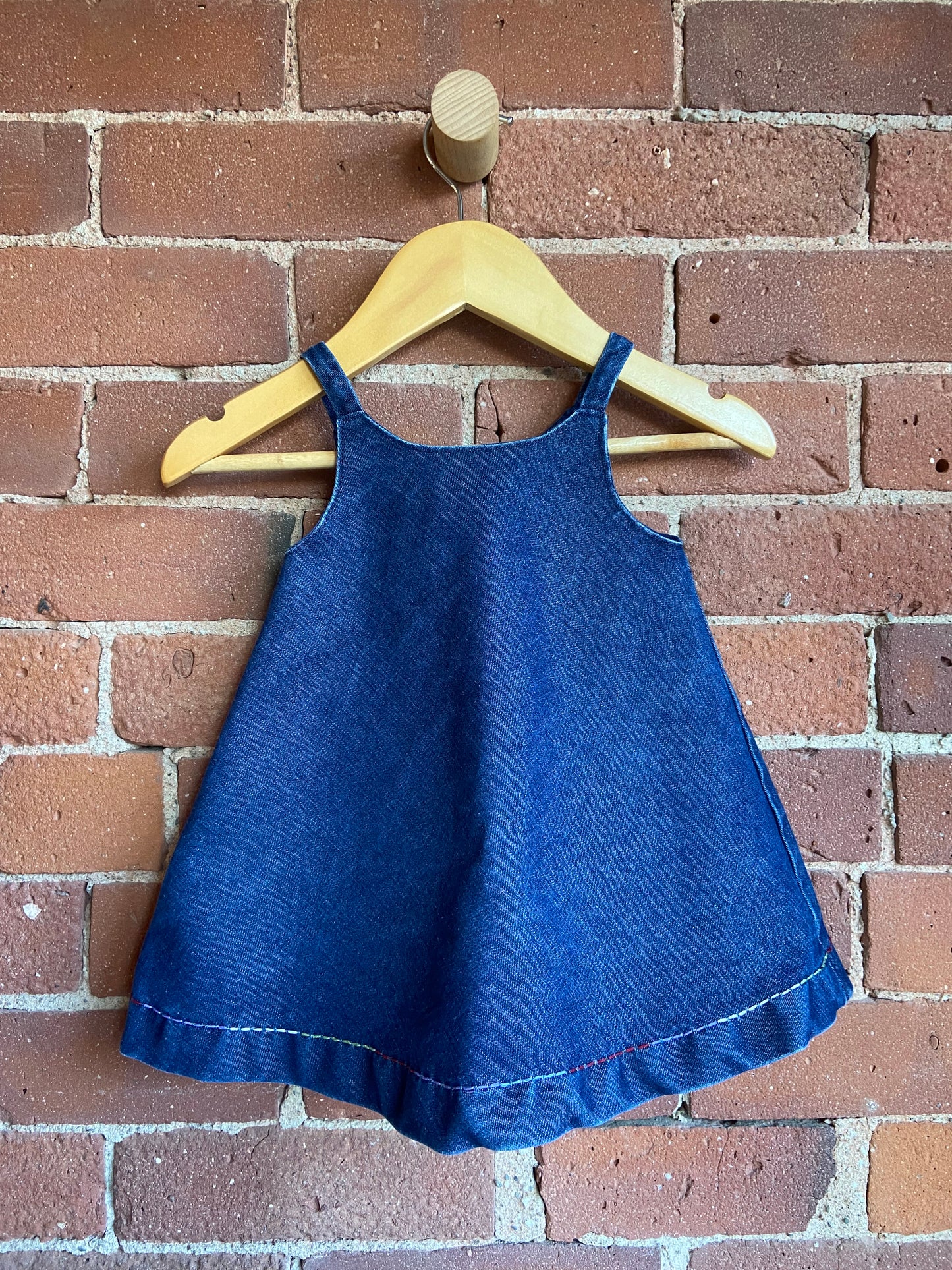 Little.Ones denim jumper with flower sz 3-6mo (4,3)