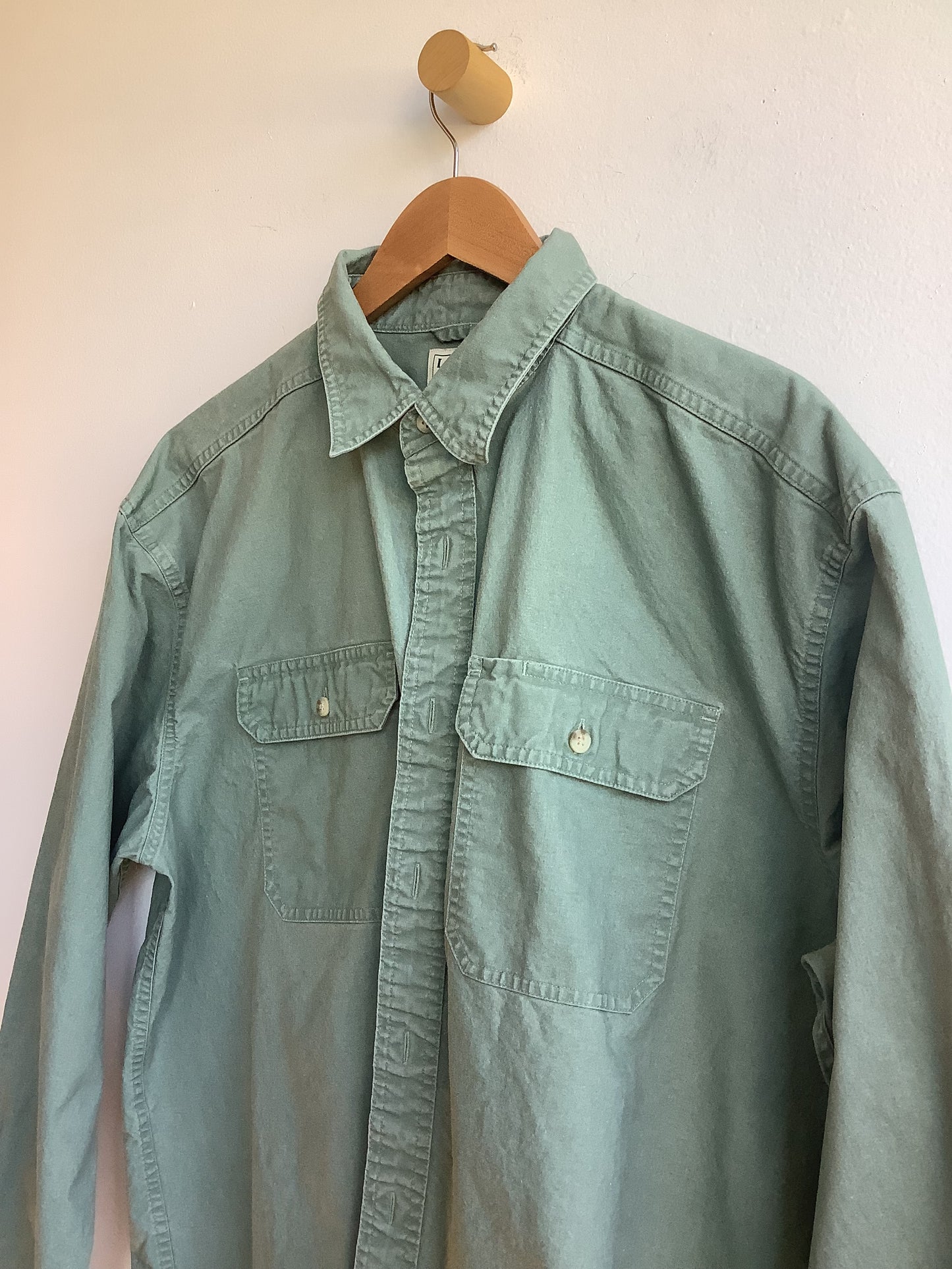 Sage green L.L. Bean button-up SS2-3