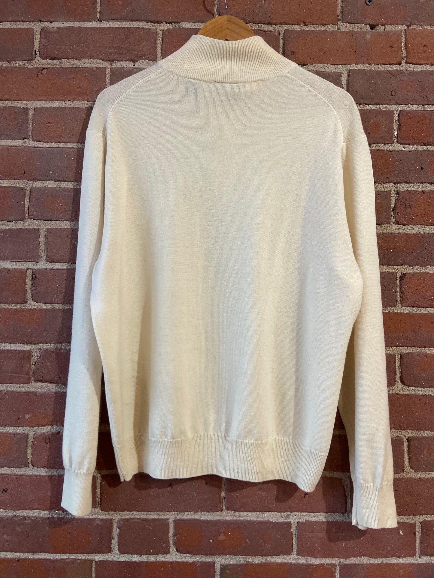 Cream zip front merino wool sweater SS 3