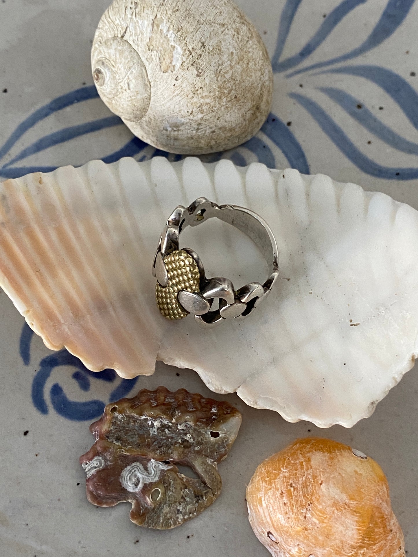 Silver dots and loops ring