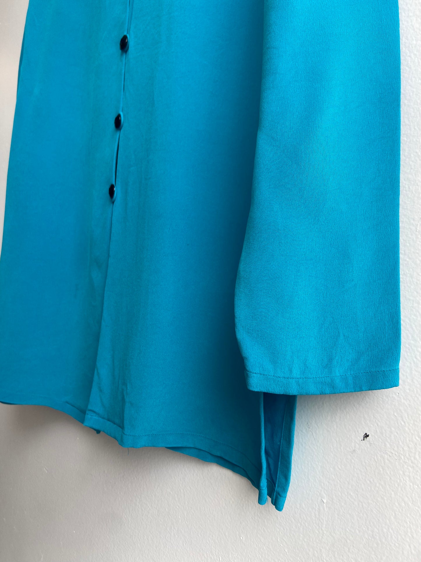 Cyan blue silk button up blouse SS1-2