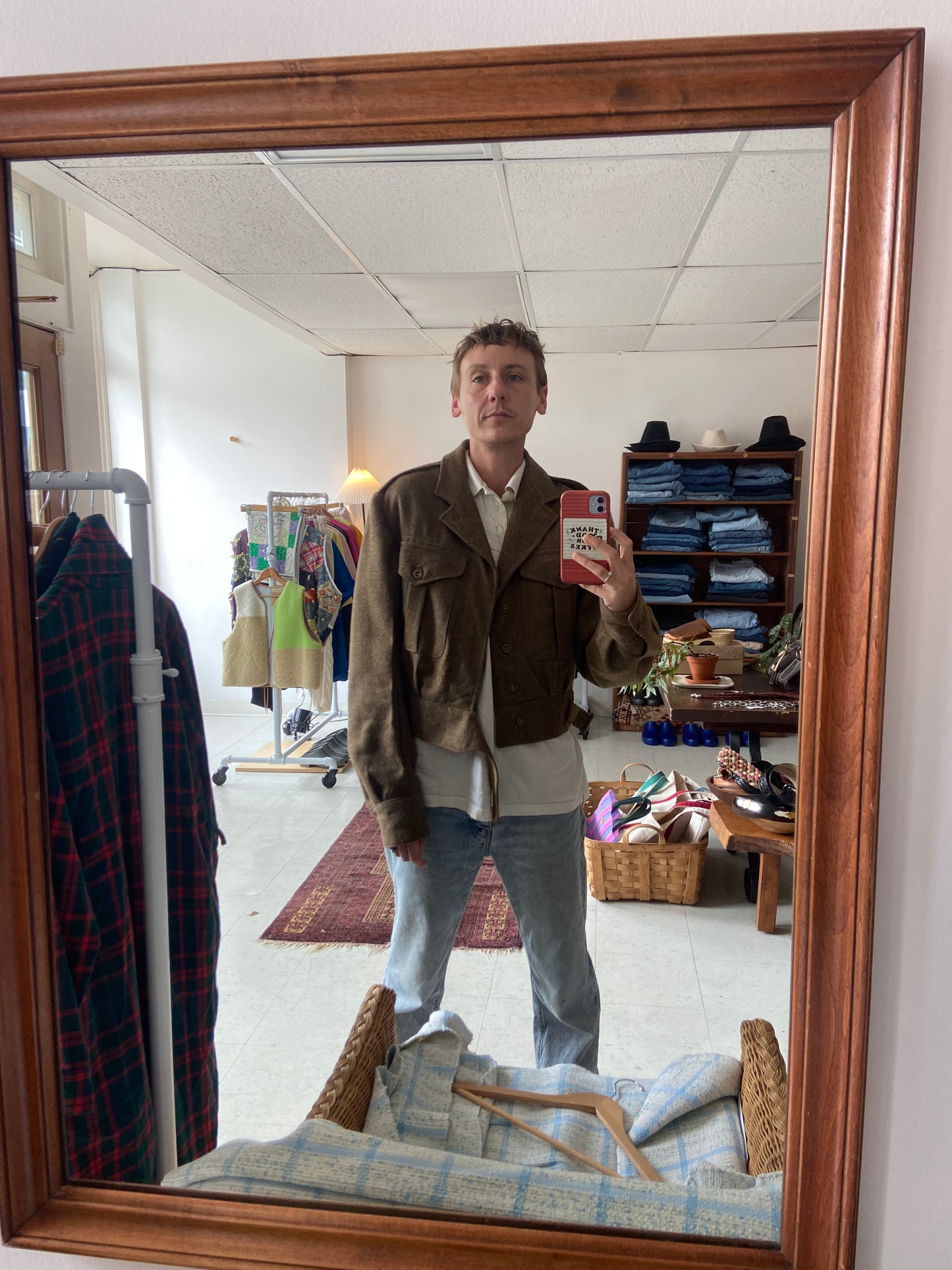 Vintage army green wool bomber jacket SS 1-2