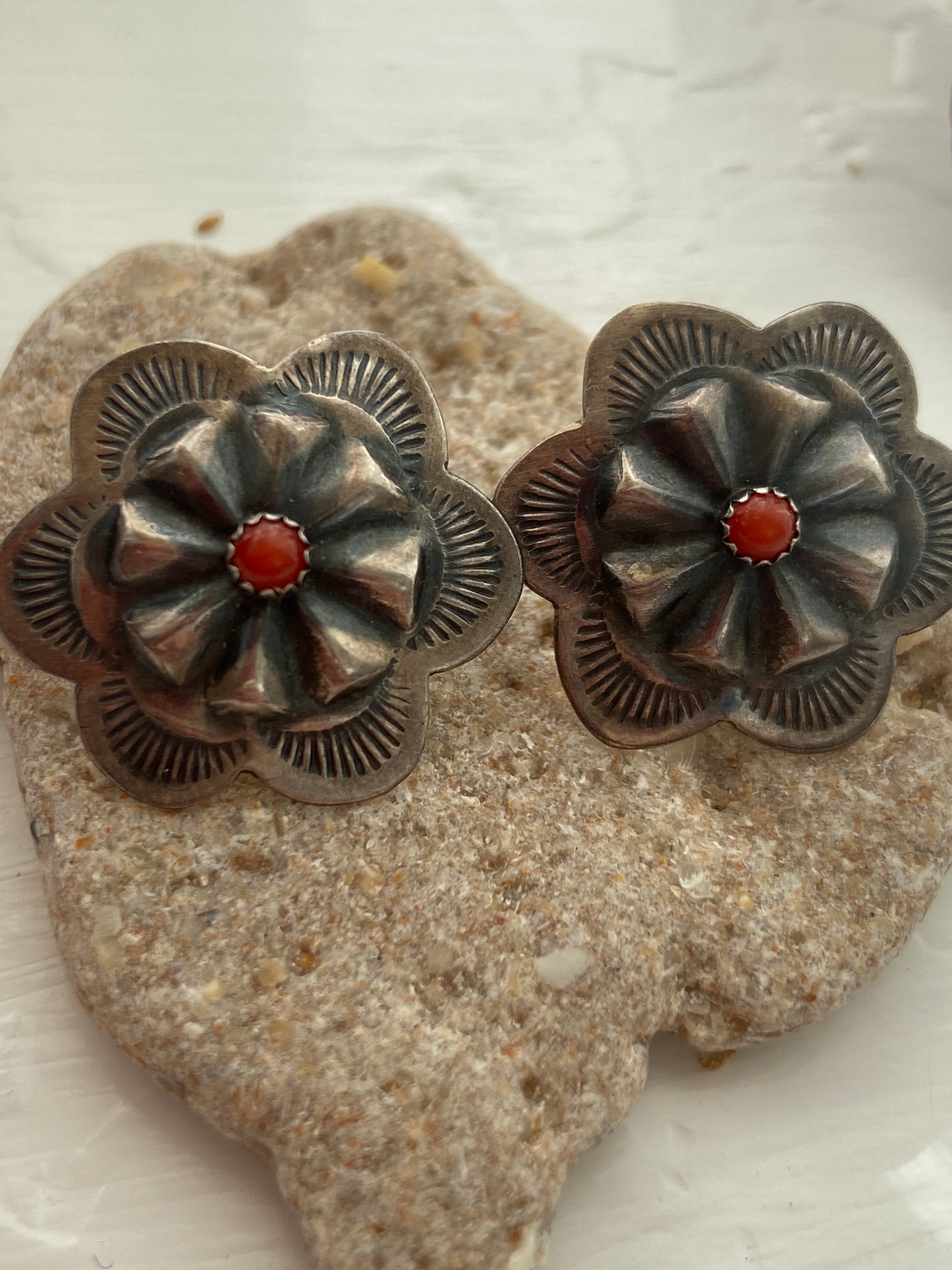 Red stone earrings
