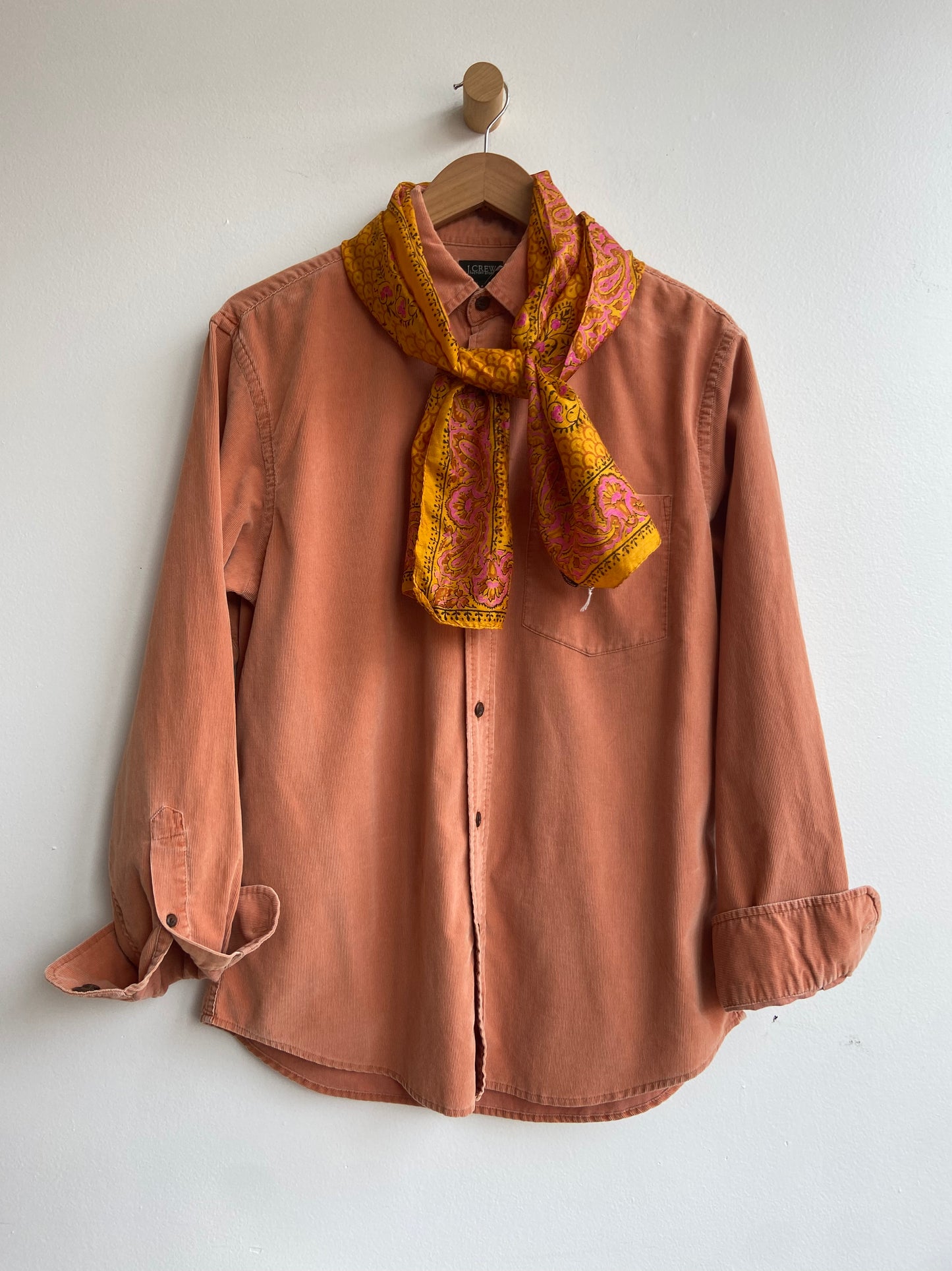 Soft orange corduroy button up SS 1-2
