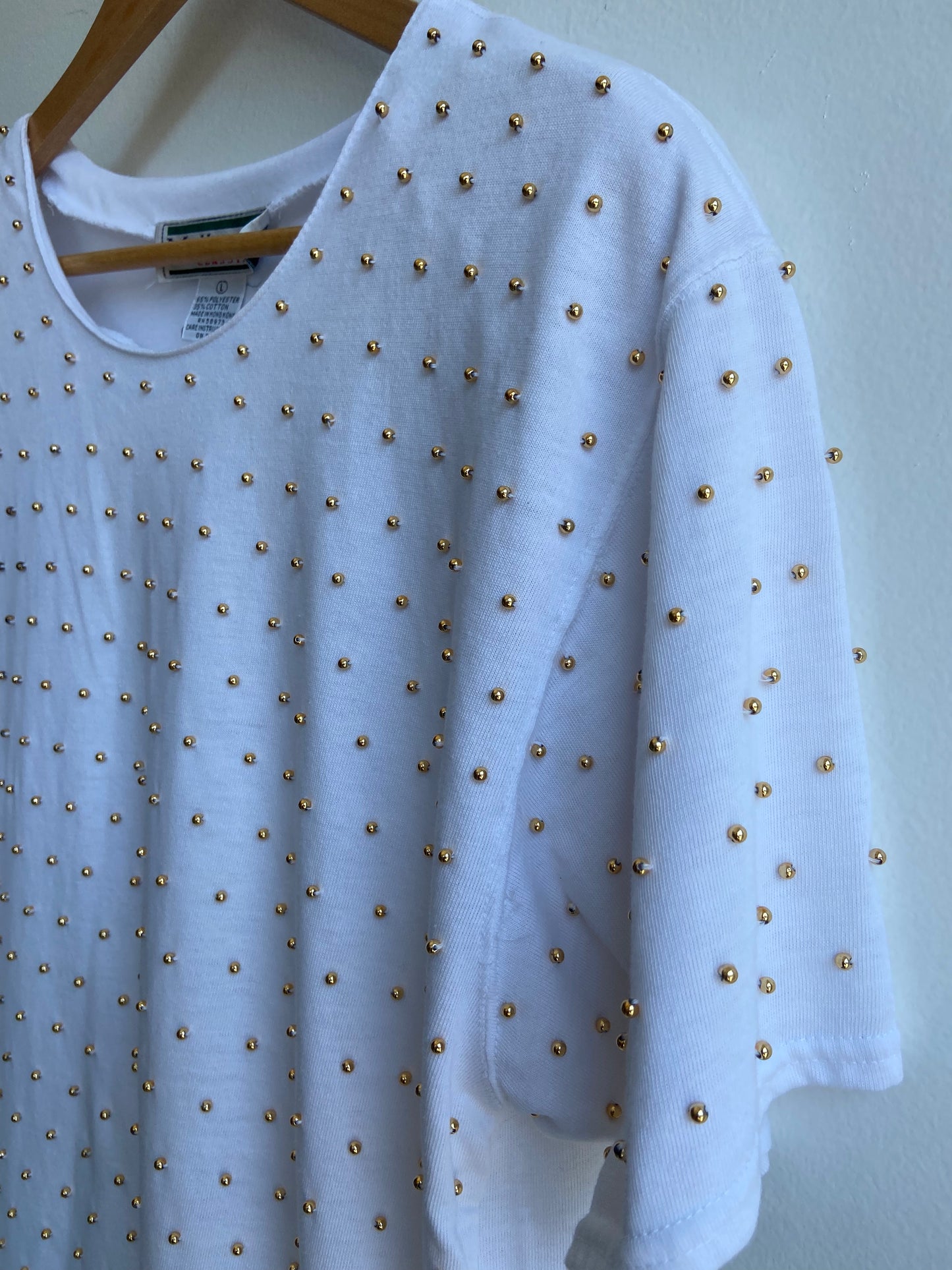 Gold bead white t-shirt SS 3