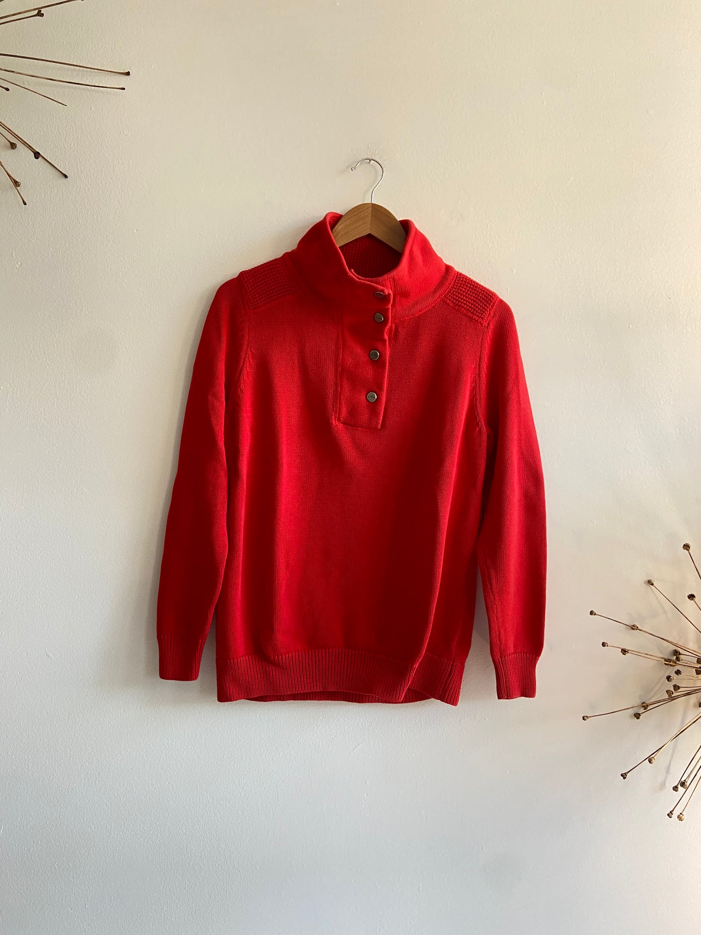 Vintage Ralph Lauren red cotton sweater button collar SS 1-2