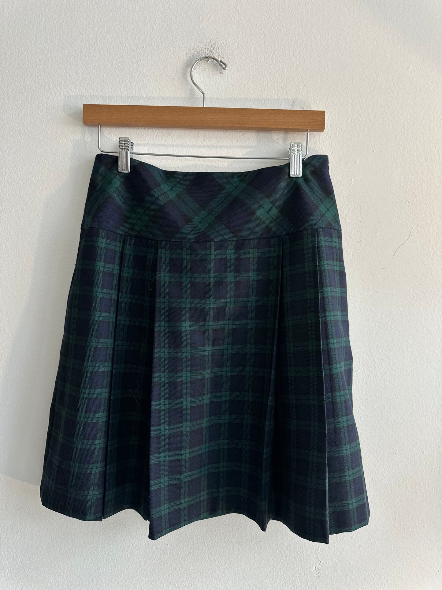 Brooks Brothers linen and wool navy and green mini kilt SS 2