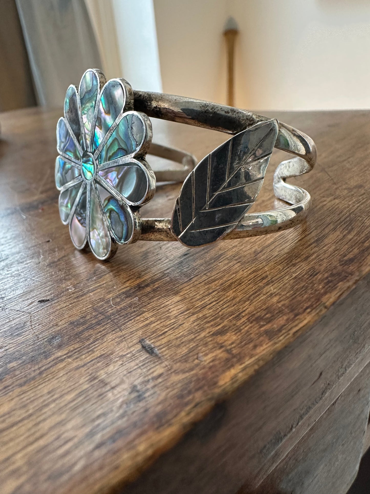 Sterling silver and mother of pearl cuff