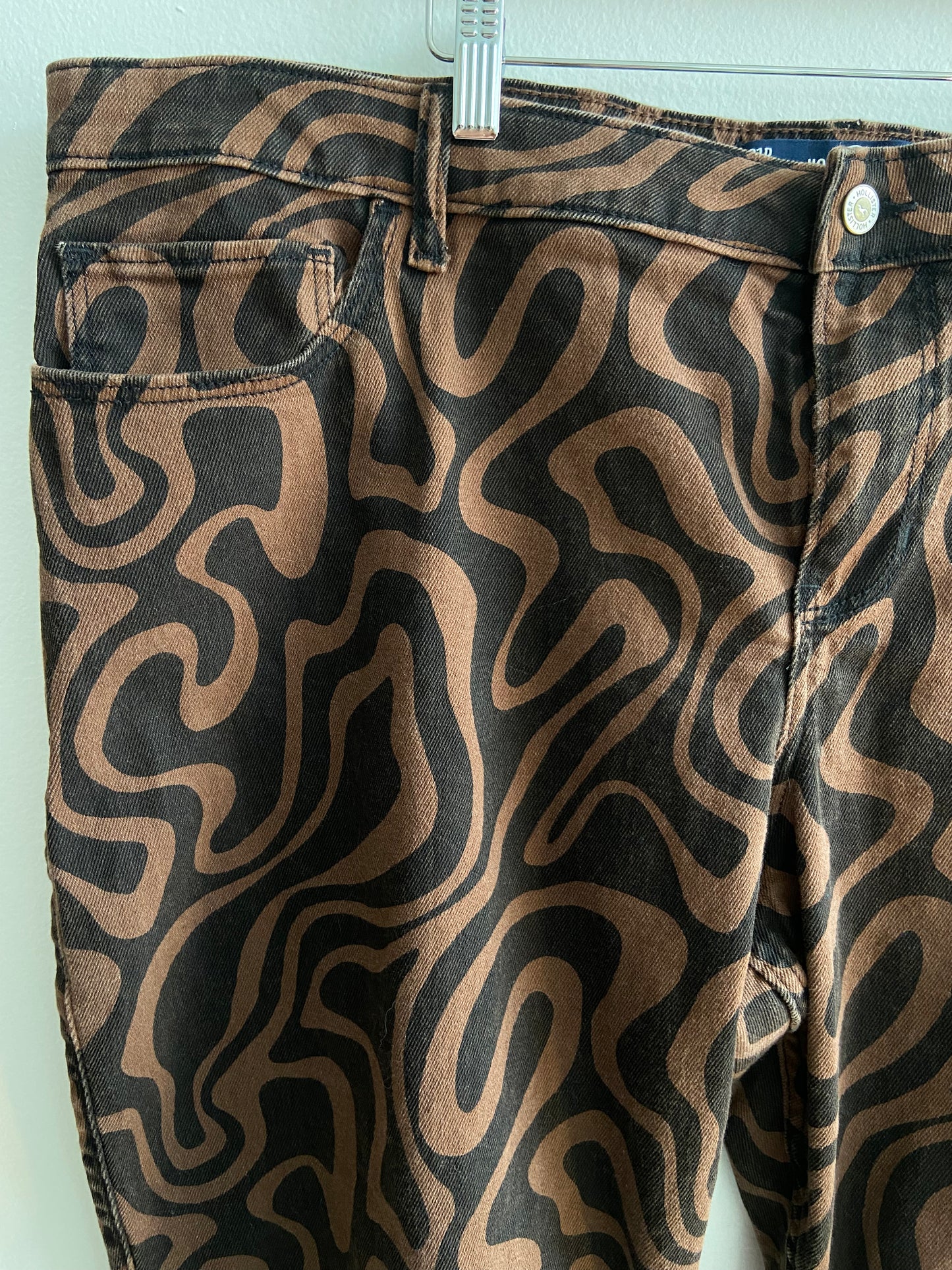 Brown and black psychedelic denim pants SS 3