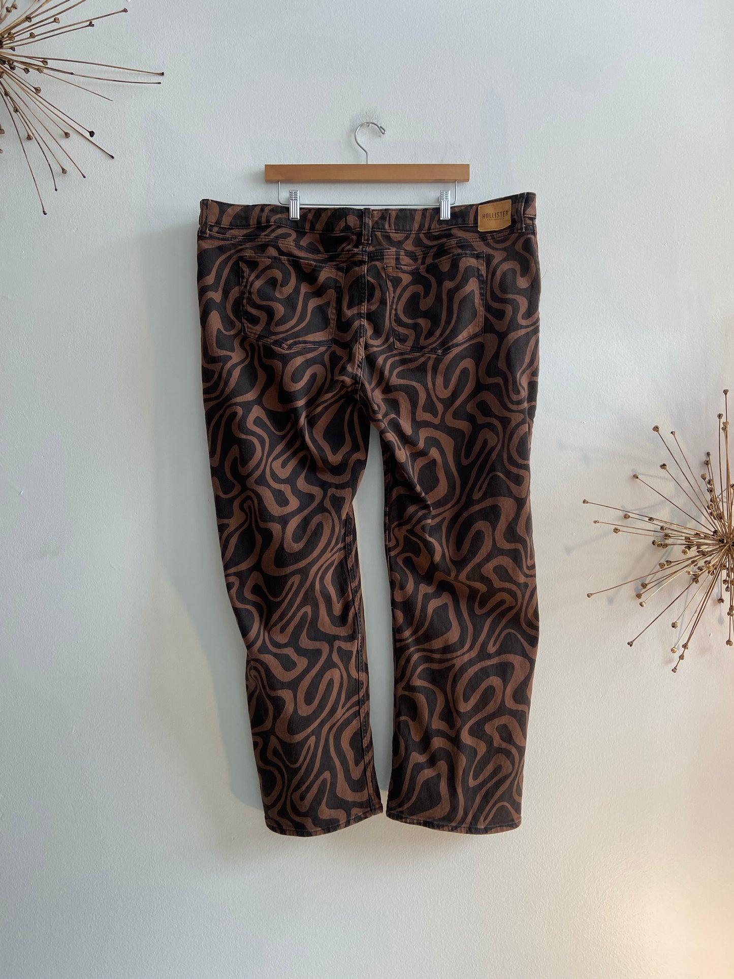 Brown and black psychedelic denim pants SS 3