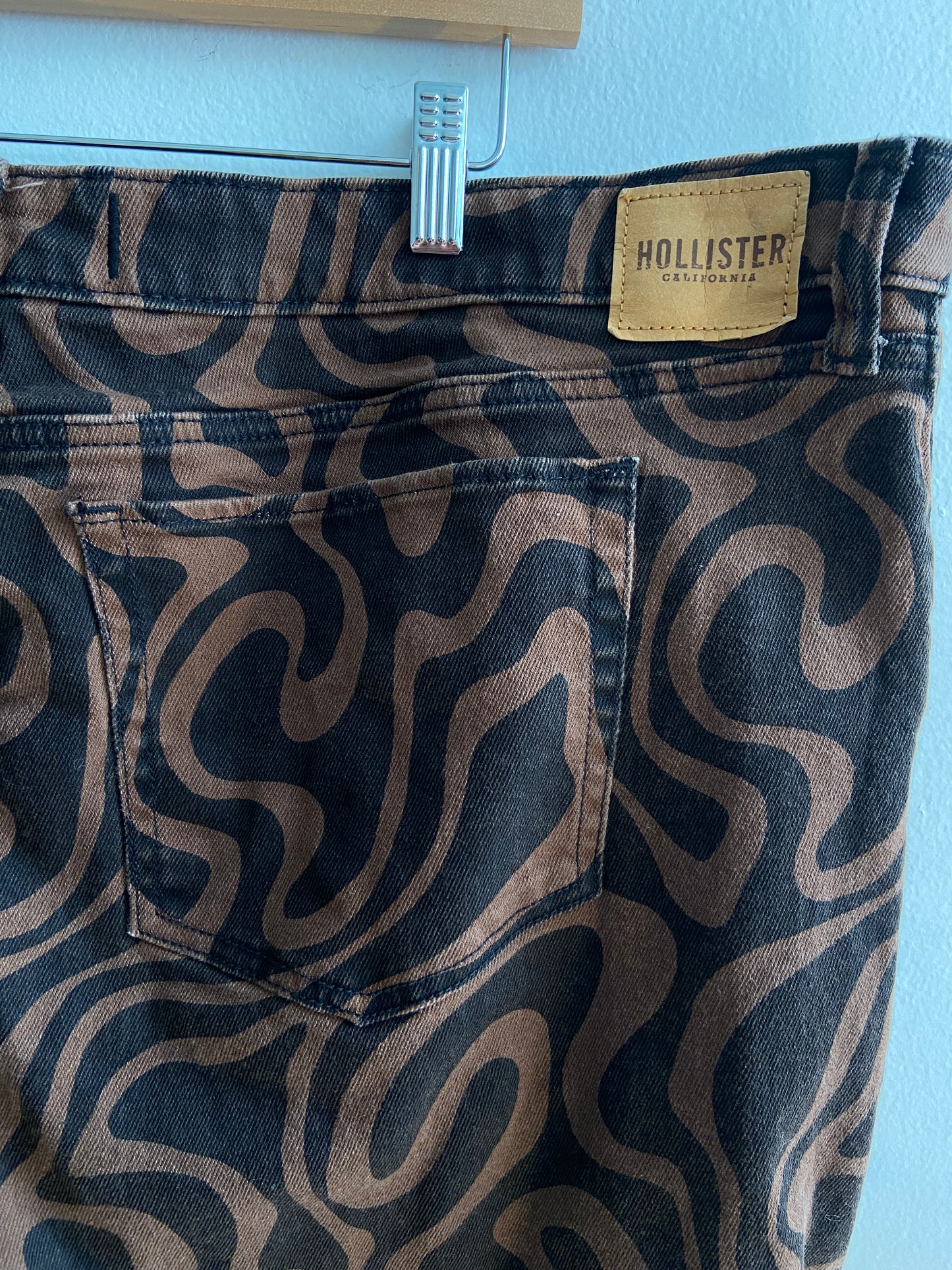 Brown and black psychedelic denim pants SS 3