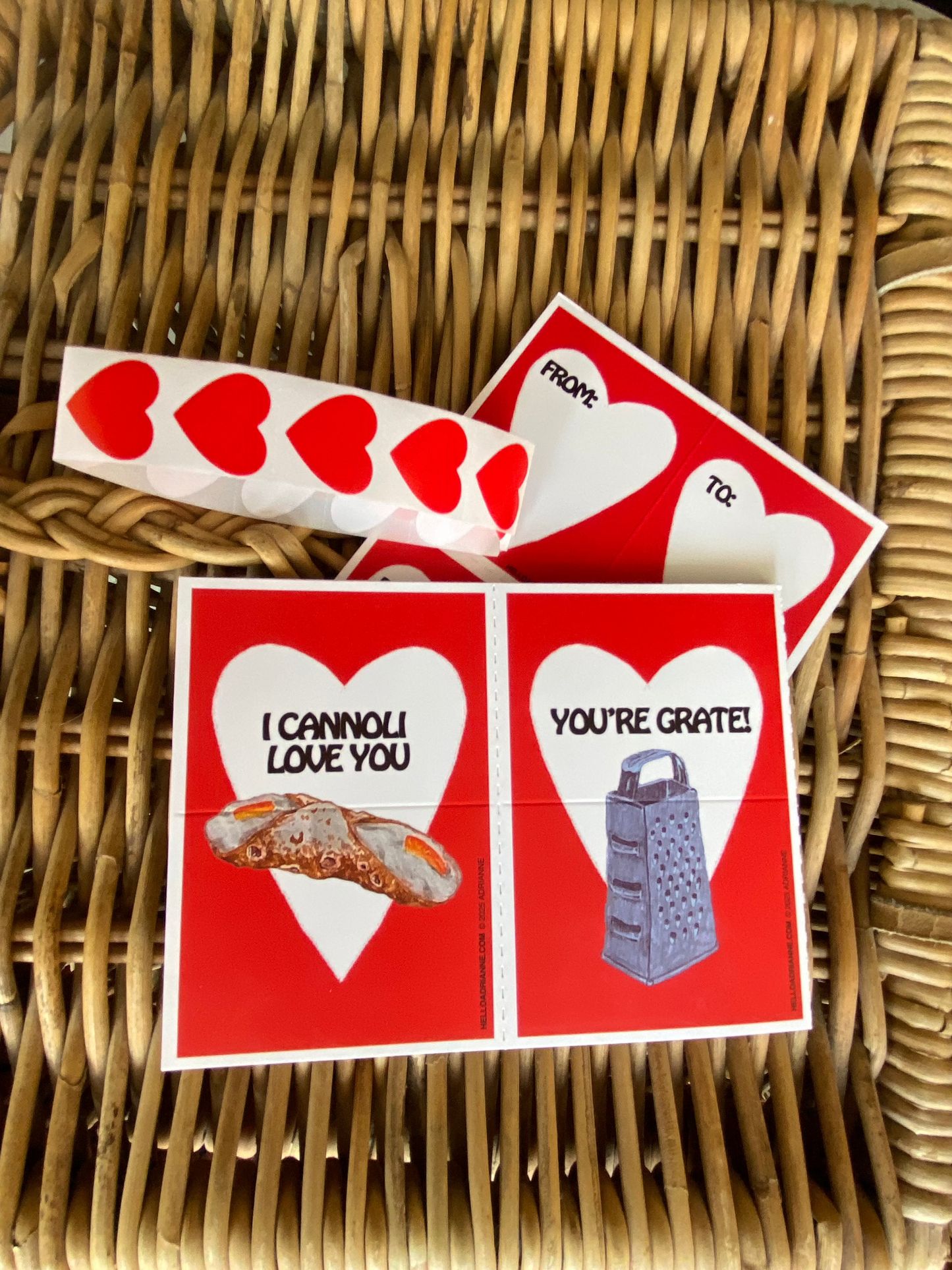 Valentine's day Italian foods card pack