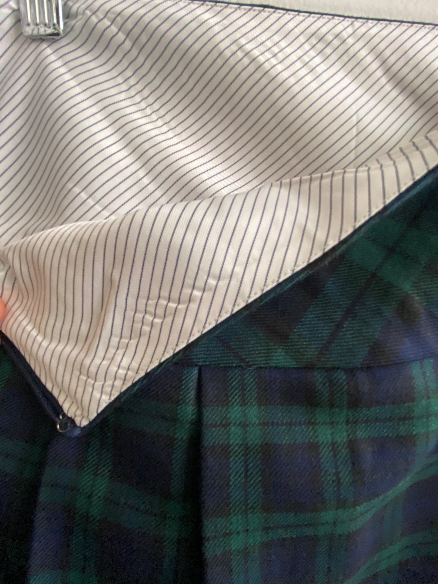 Brooks Brothers linen and wool navy and green mini kilt SS 2