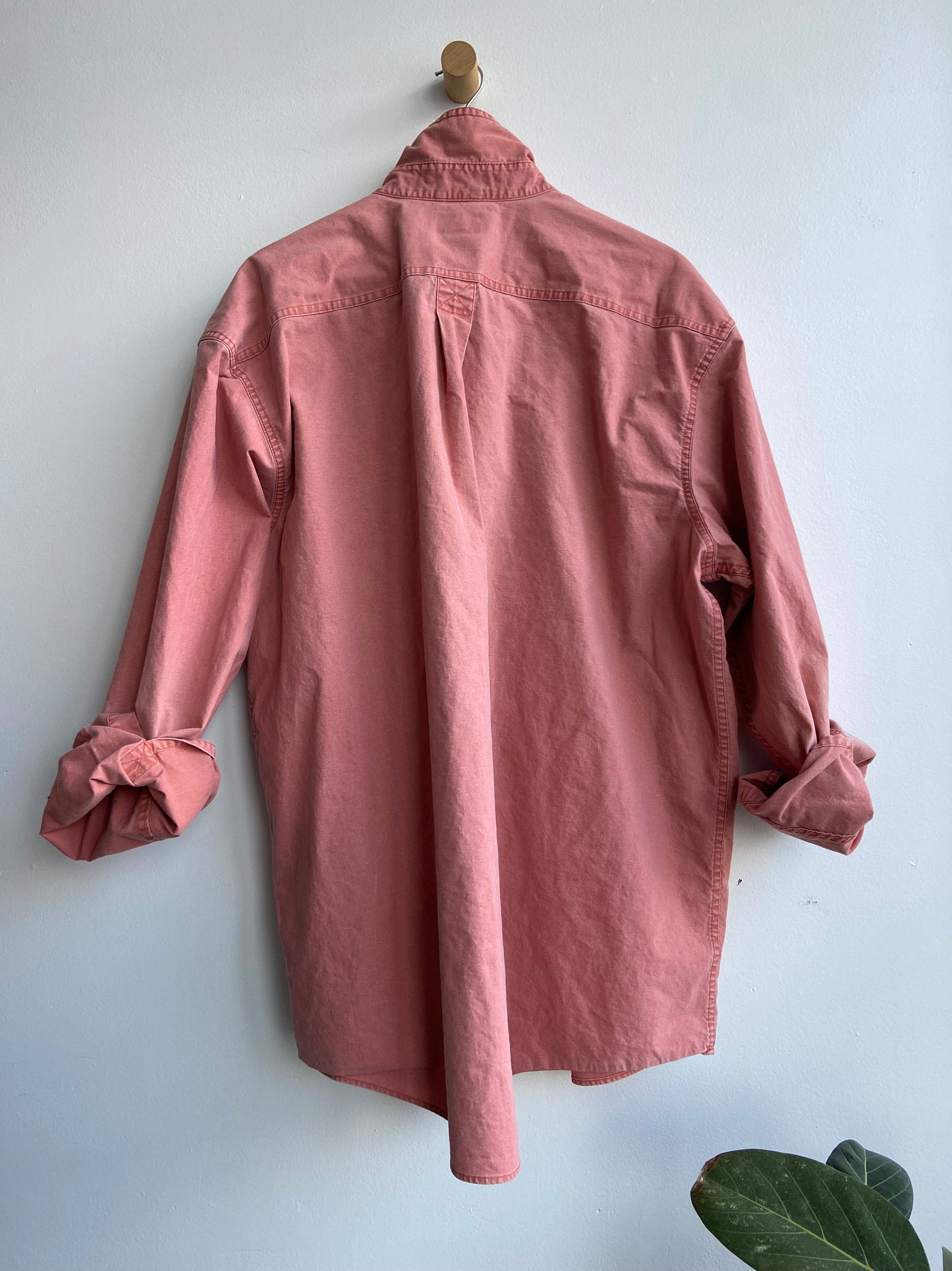 L.L. Bean salmon cotton button-up SS 3
