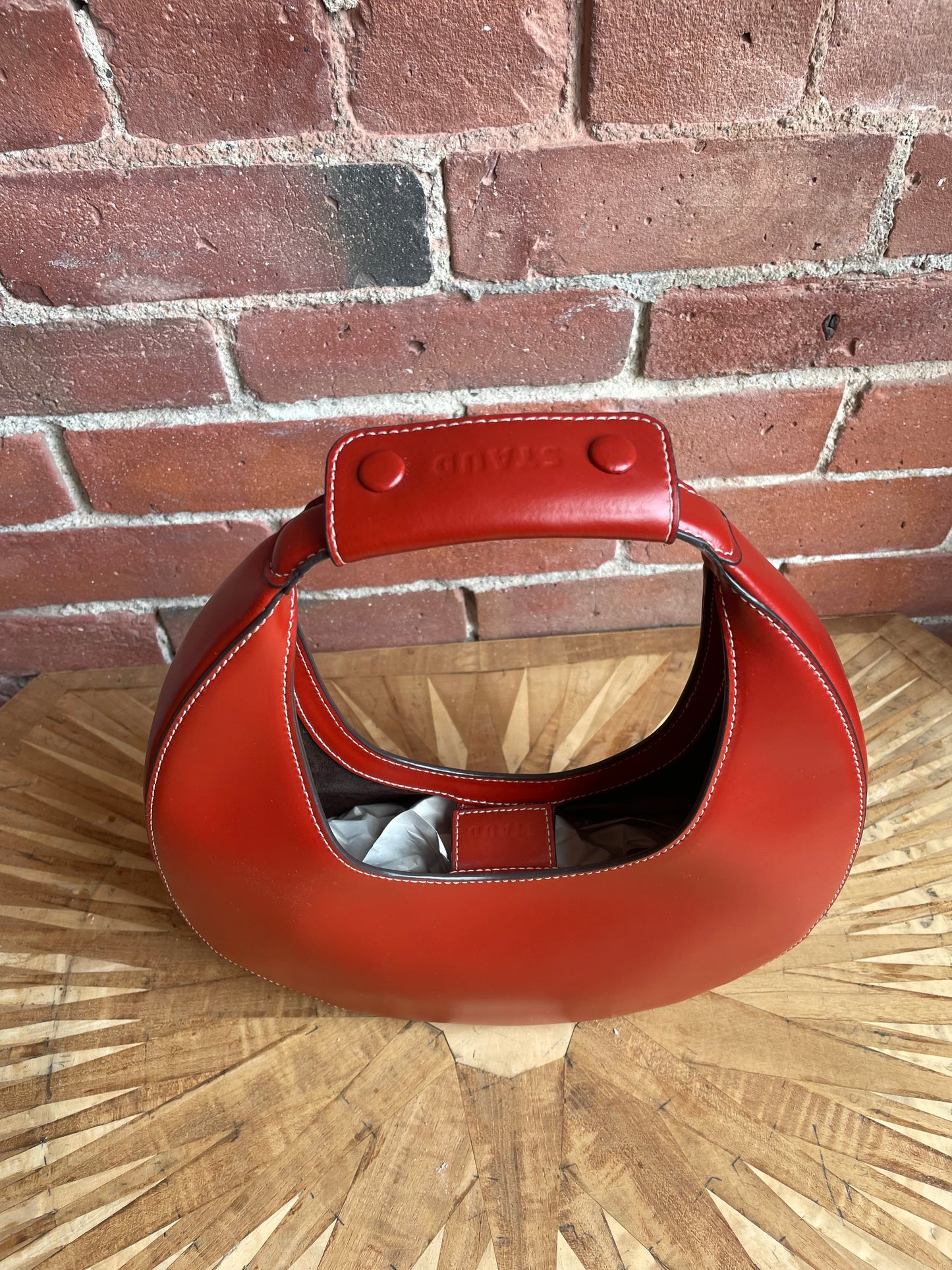 Staud Moon Bag in Red