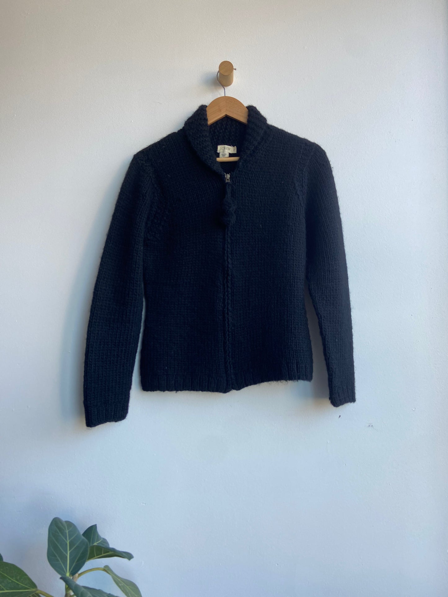 Black wool zip front sweater SS 1