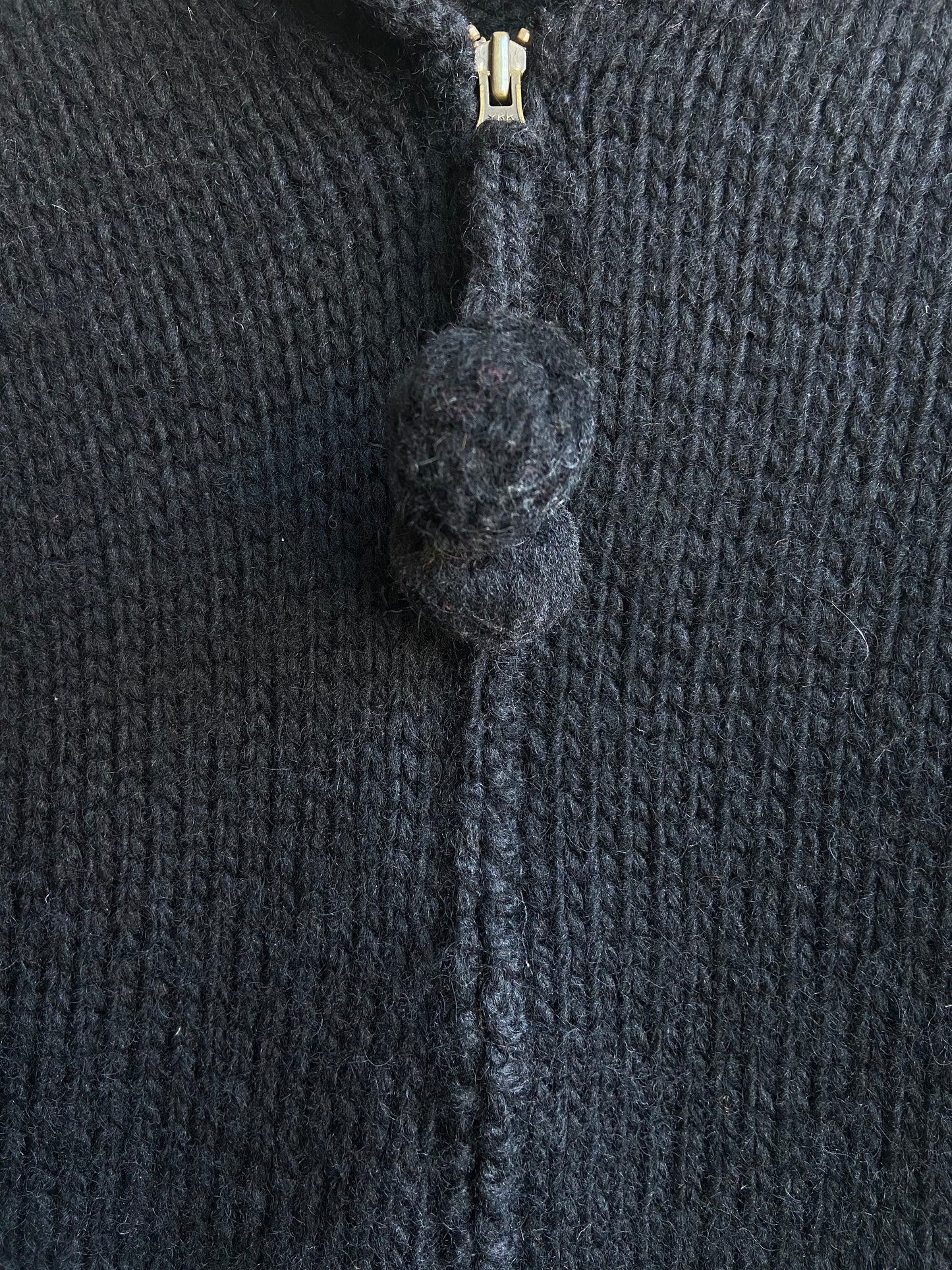 Black wool zip front sweater SS 1