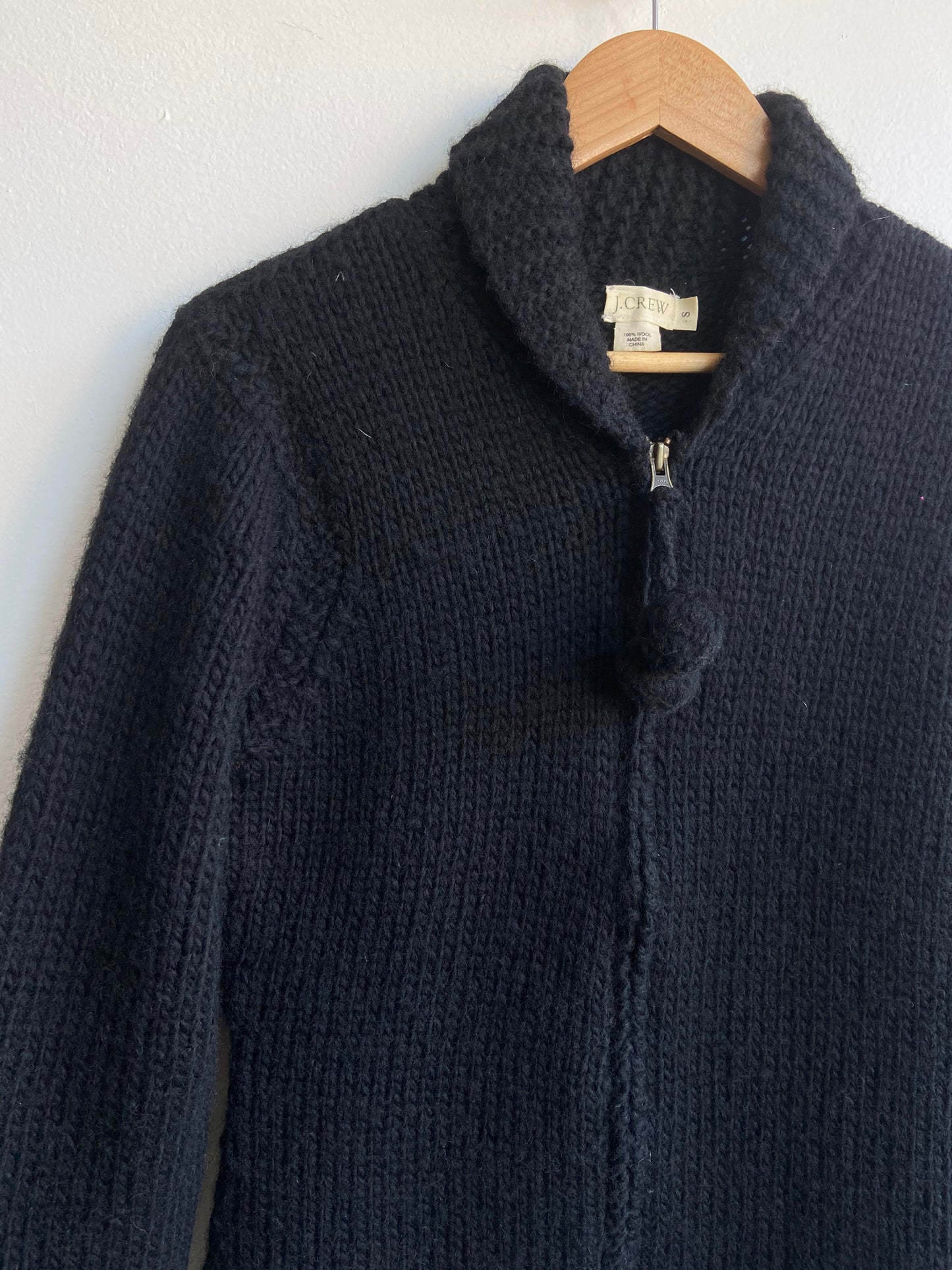 Black wool zip front sweater SS 1