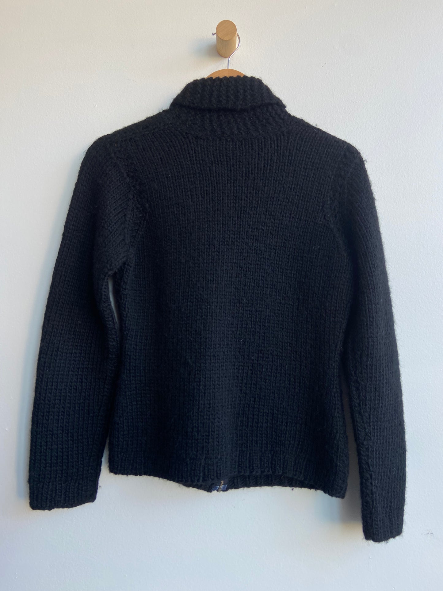 Black wool zip front sweater SS 1