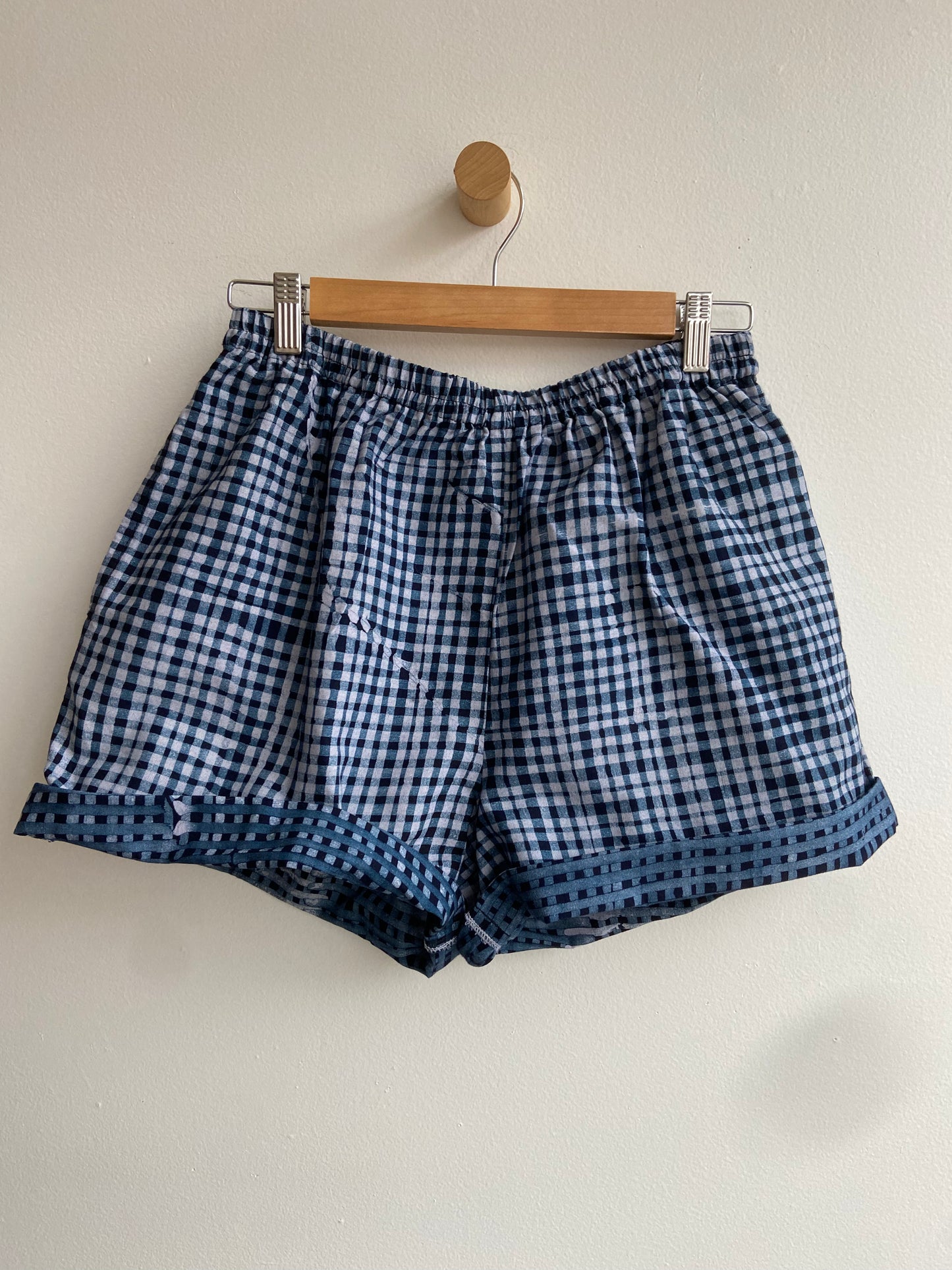 Marked down from $100: Fahari Bazaar Sudi blue checked shorts SS 1-3