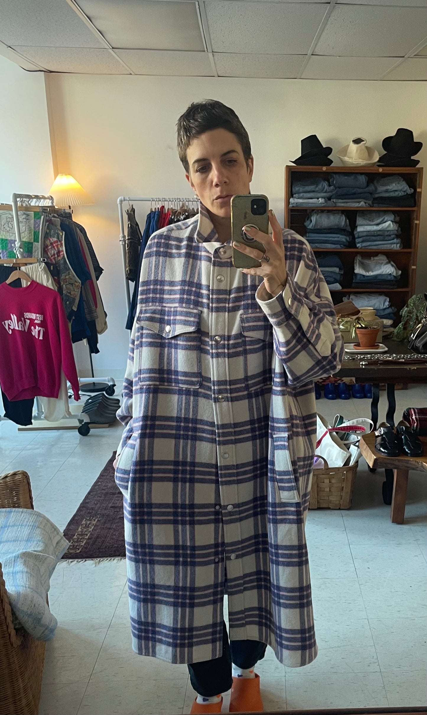 Isabel Mirant Full-Length Plaid Wool Cape Jacket SS1-2