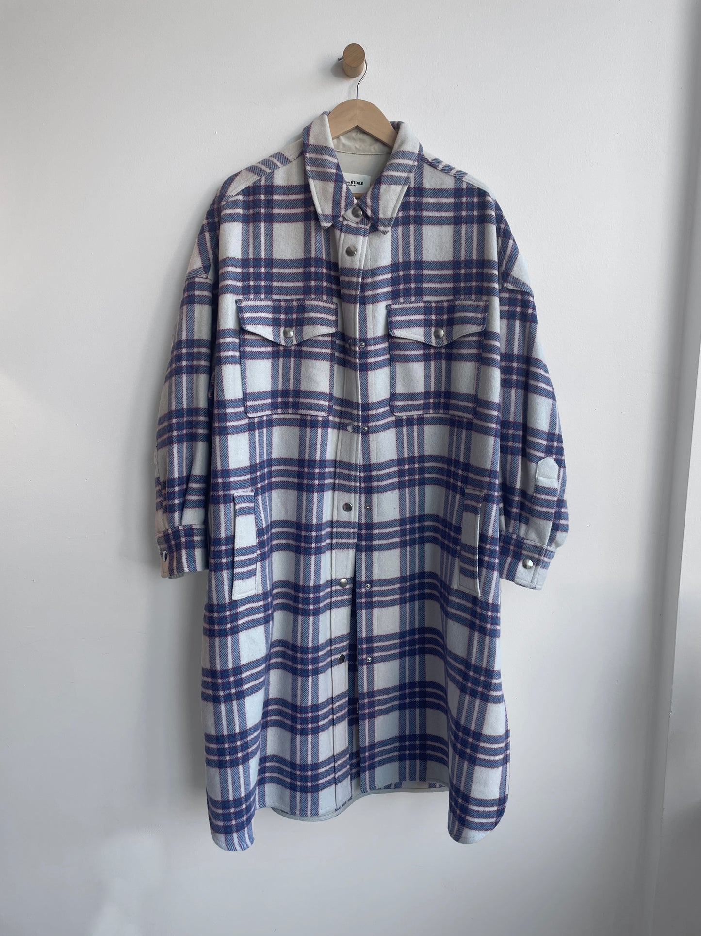 Isabel Mirant Full-Length Plaid Wool Cape Jacket SS1-2