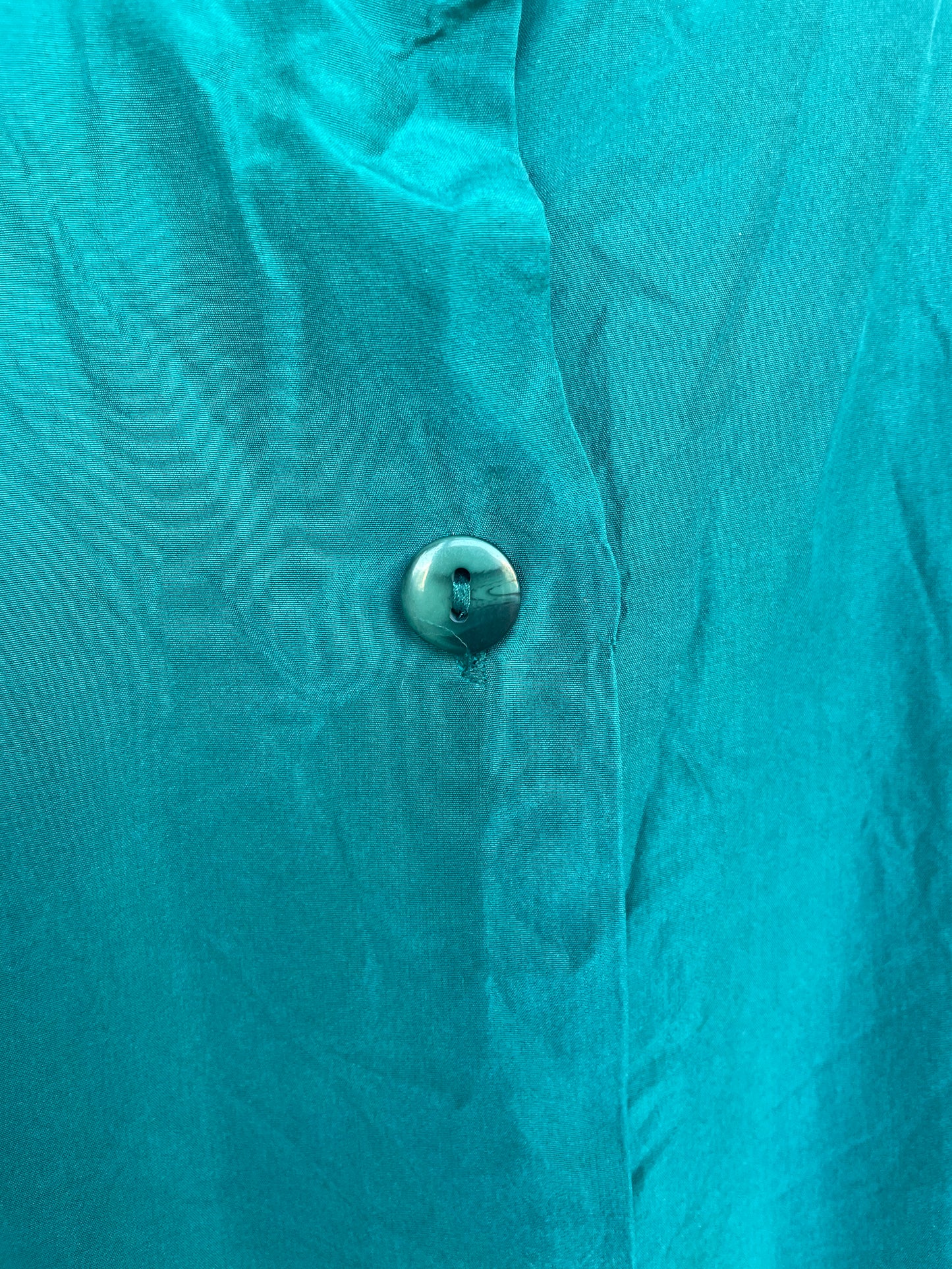 Cyan Silk Botton-down Blouse