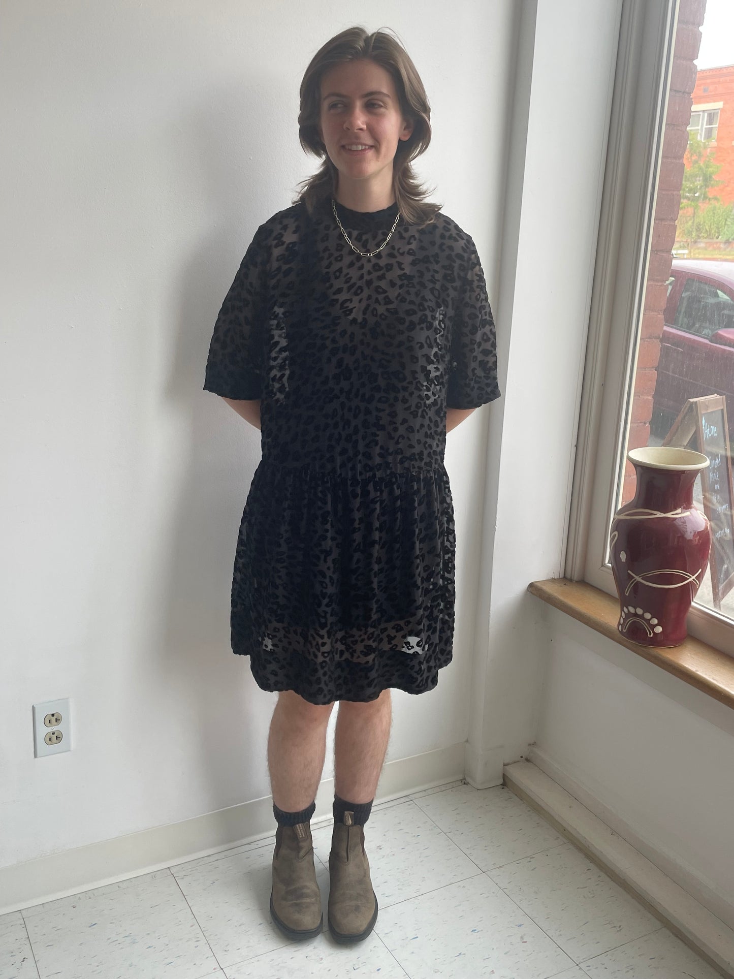 Sheer black cheetah print Rag and Bone dress SS1-2