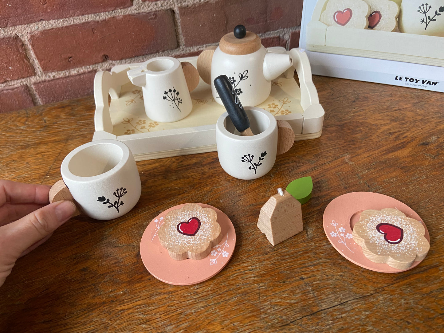 Wooden play tea set