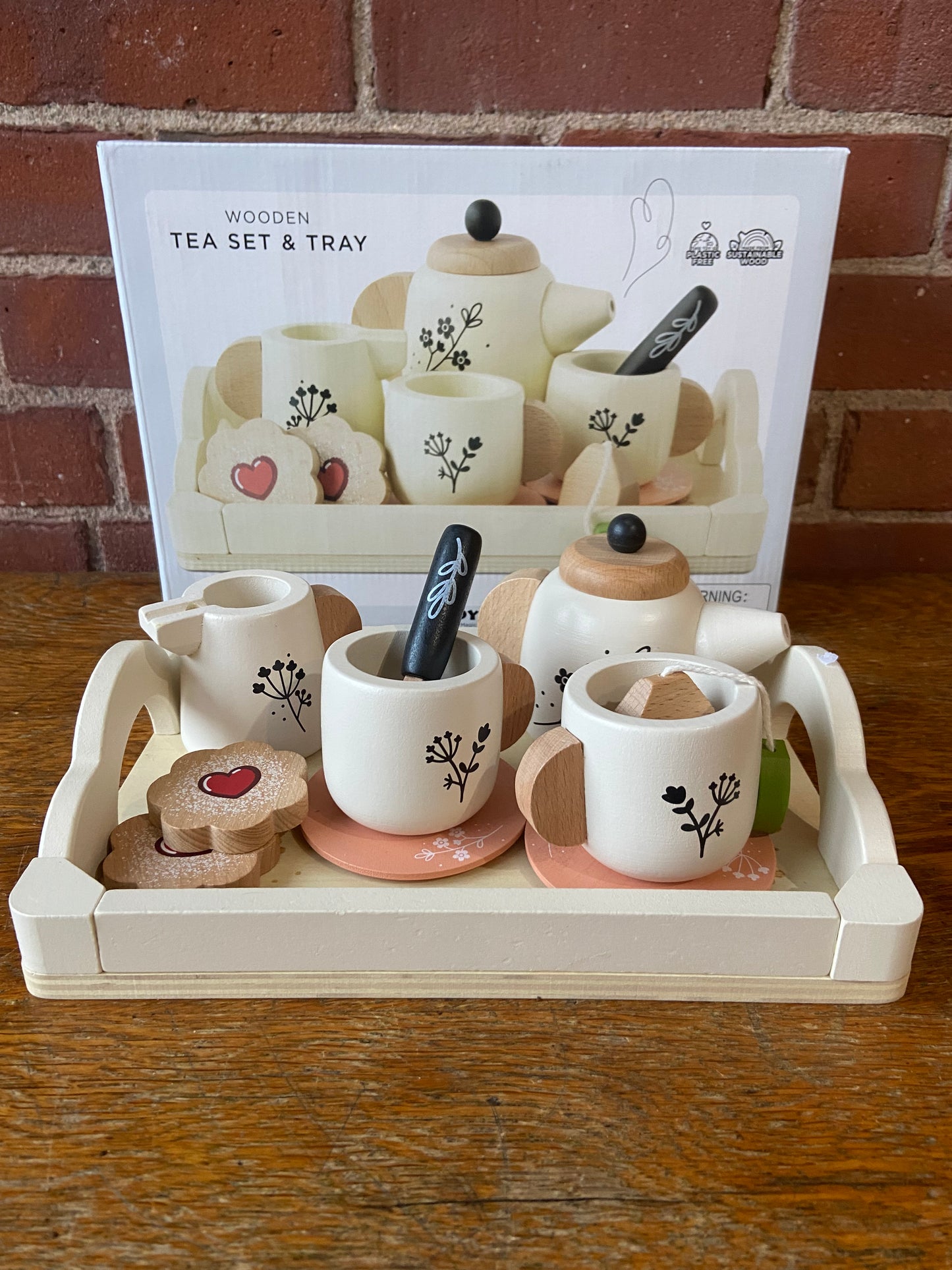 Wooden play tea set