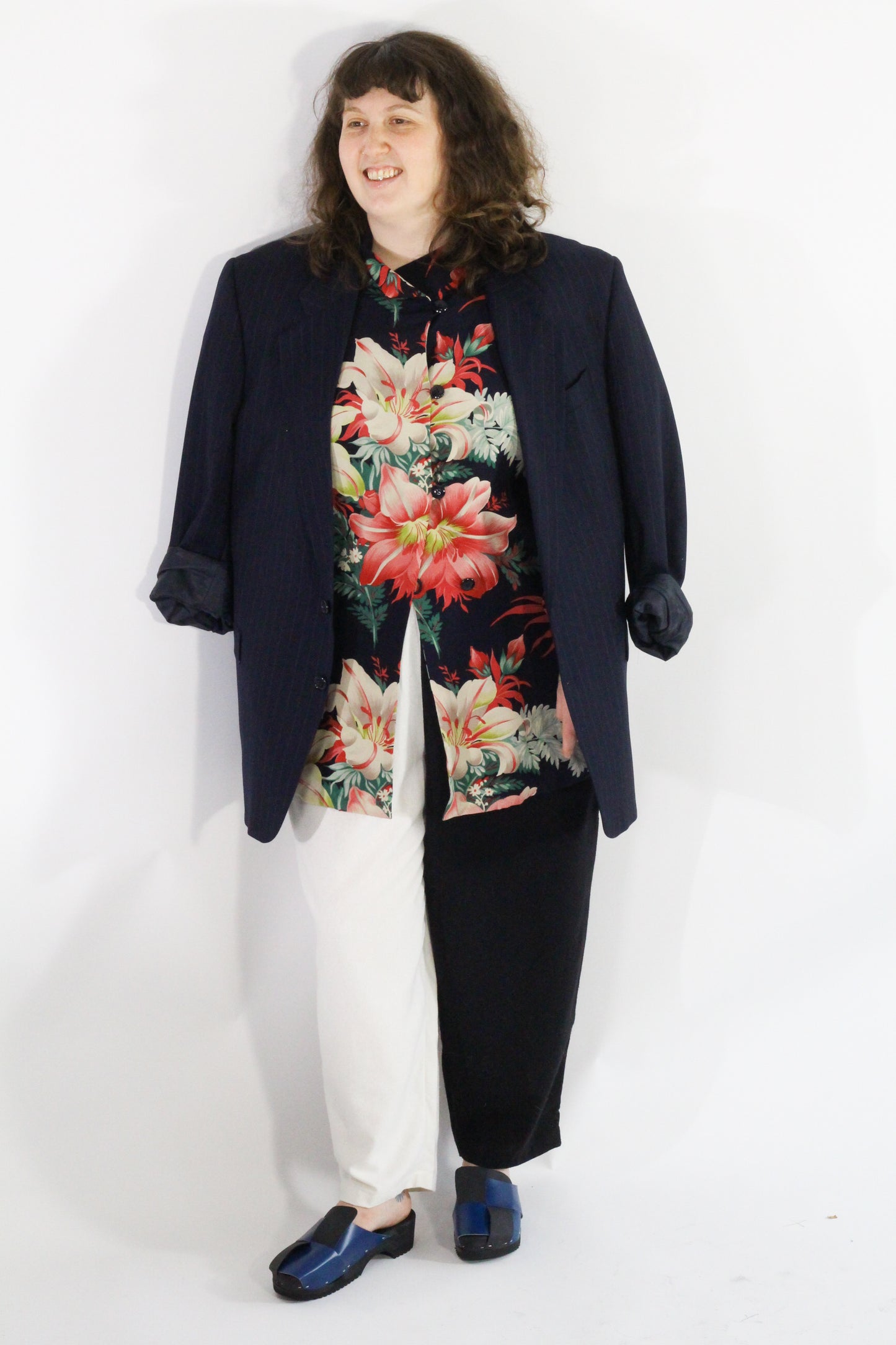 Floral silk button-up blouse SS 1-3