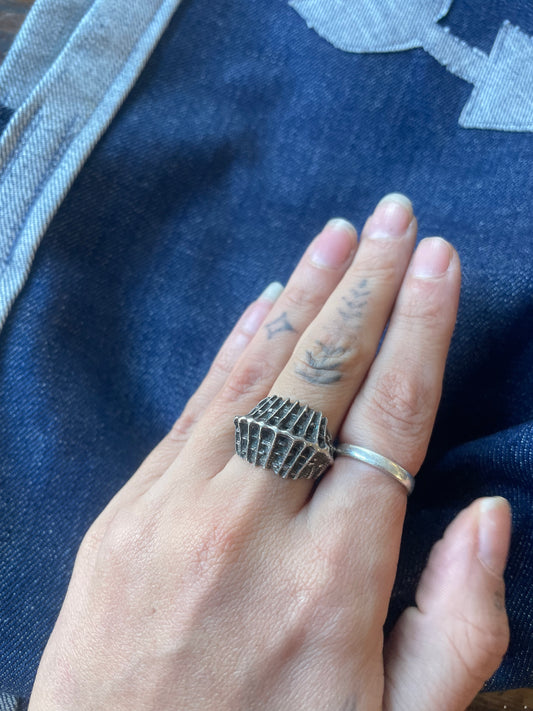 Brutalist Sterling Ring Size 7.5