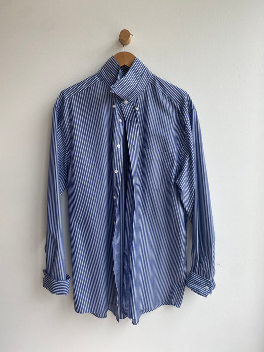 Blue pinstriped button-up SS2-3