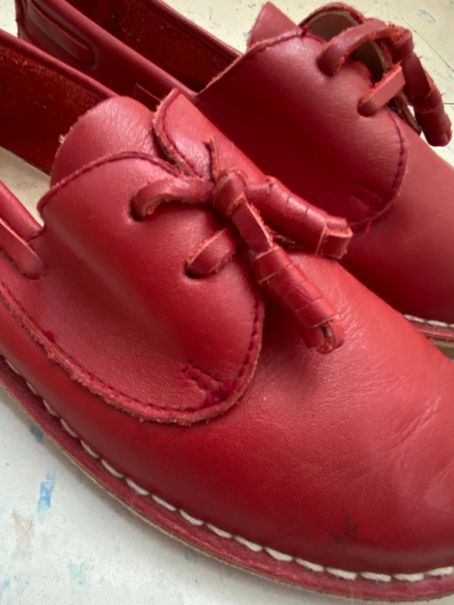Little. Ones red leather loafers sz 13