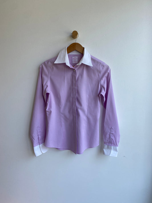 Lilac and white Brooks Brothers blouse SS1